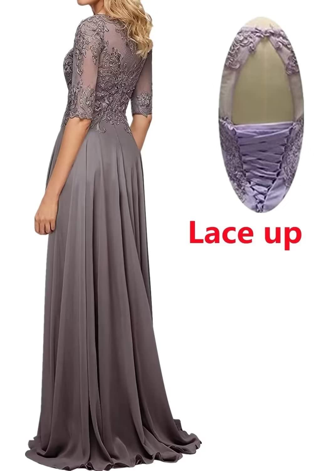 Elegant Mother of The Bride Dresses - Lace & Chiffon Long Evening Gowns with Half Sleeves for Wedding Guests | Perfect for Formal Ceremonies, Receptions & Special Occasions