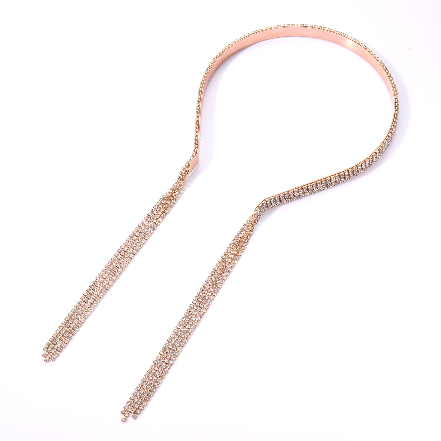 Sparkly Crystal Headbands for Women & Girls - Gold Rhinestone Chain Tassel Hair Hoop with Fake Earrings | Elegant Wedding, Bridal, Prom & Party Hair Accessories