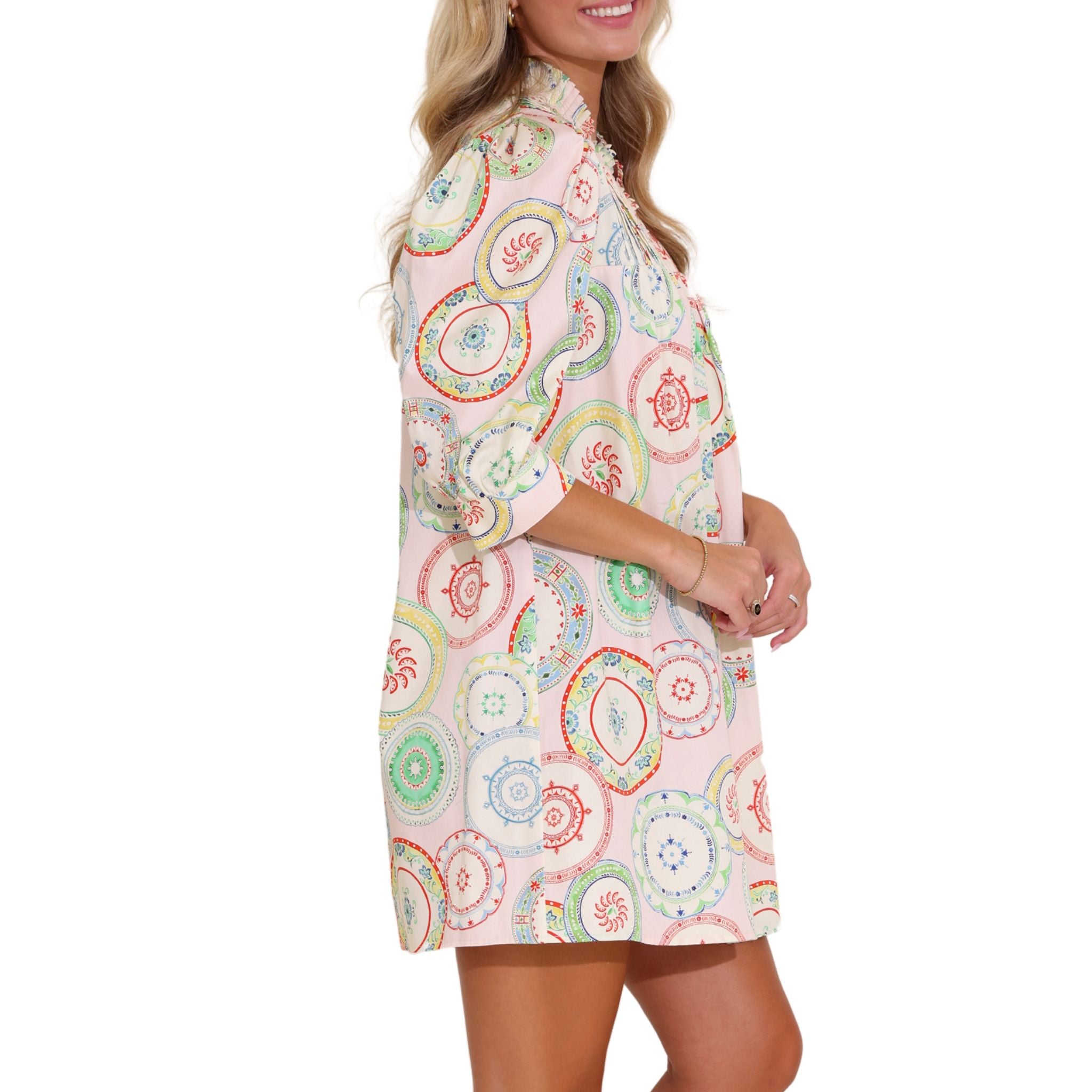 Elegant Teagen Porcelain Dress for Women - Classic Floral Print A-Line Dress - Perfect for Weddings, Parties & Special Occasions