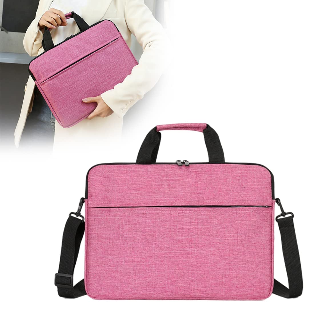 15.6 Inch Waterproof Laptop Bag - Lightweight Business Briefcase with Shoulder Strap for Men & Women, Durable Grey Computer Carrying Case for Work, Travel & School Commute