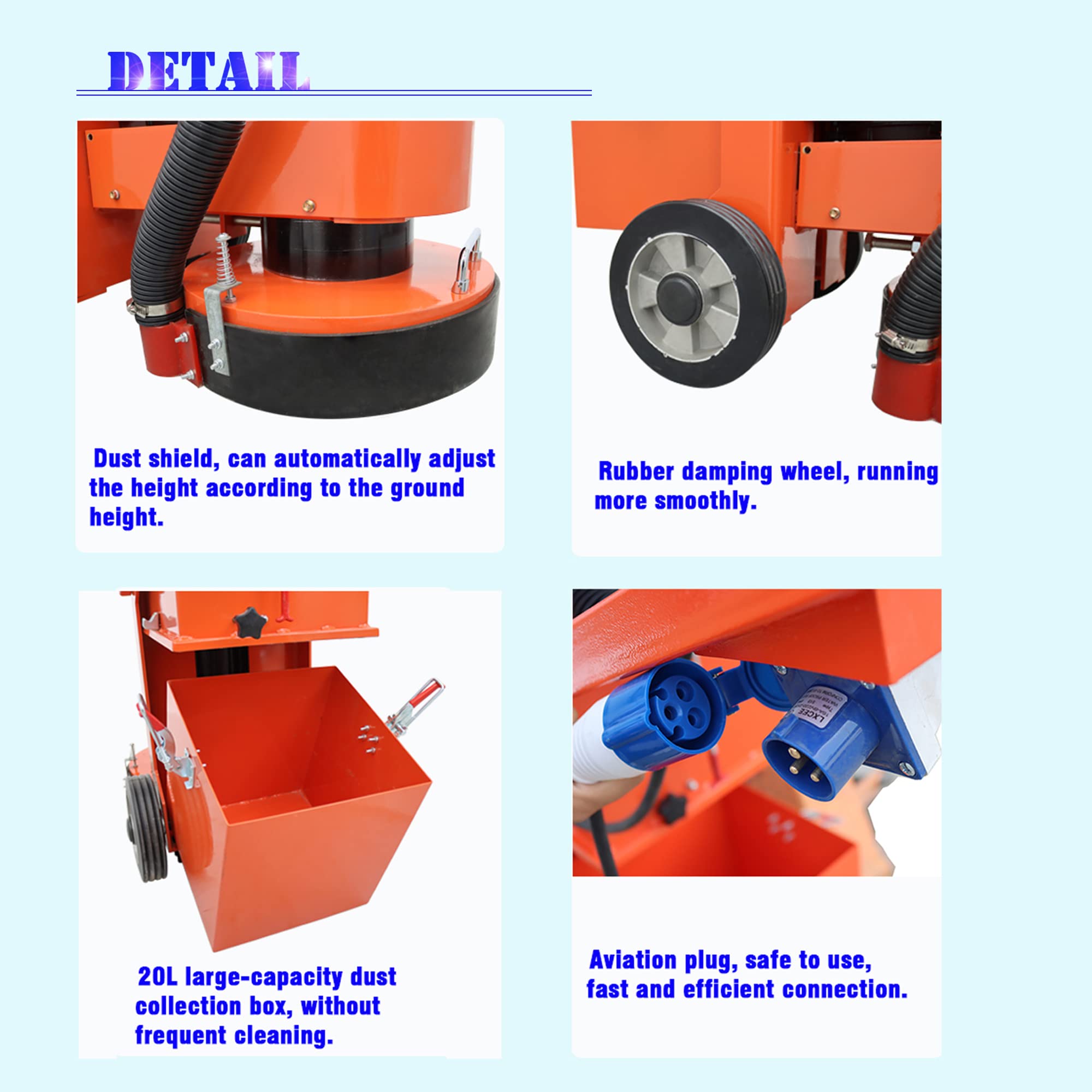 220V 4KW Concrete Floor Grinder - Hand Push Cement Ground Polisher with Dust-Free Fan, Triangular Disc & Resin Grinding Pads - Perfect for Restoring Old & New Floors in Homes, Warehouses & Commercial Spaces