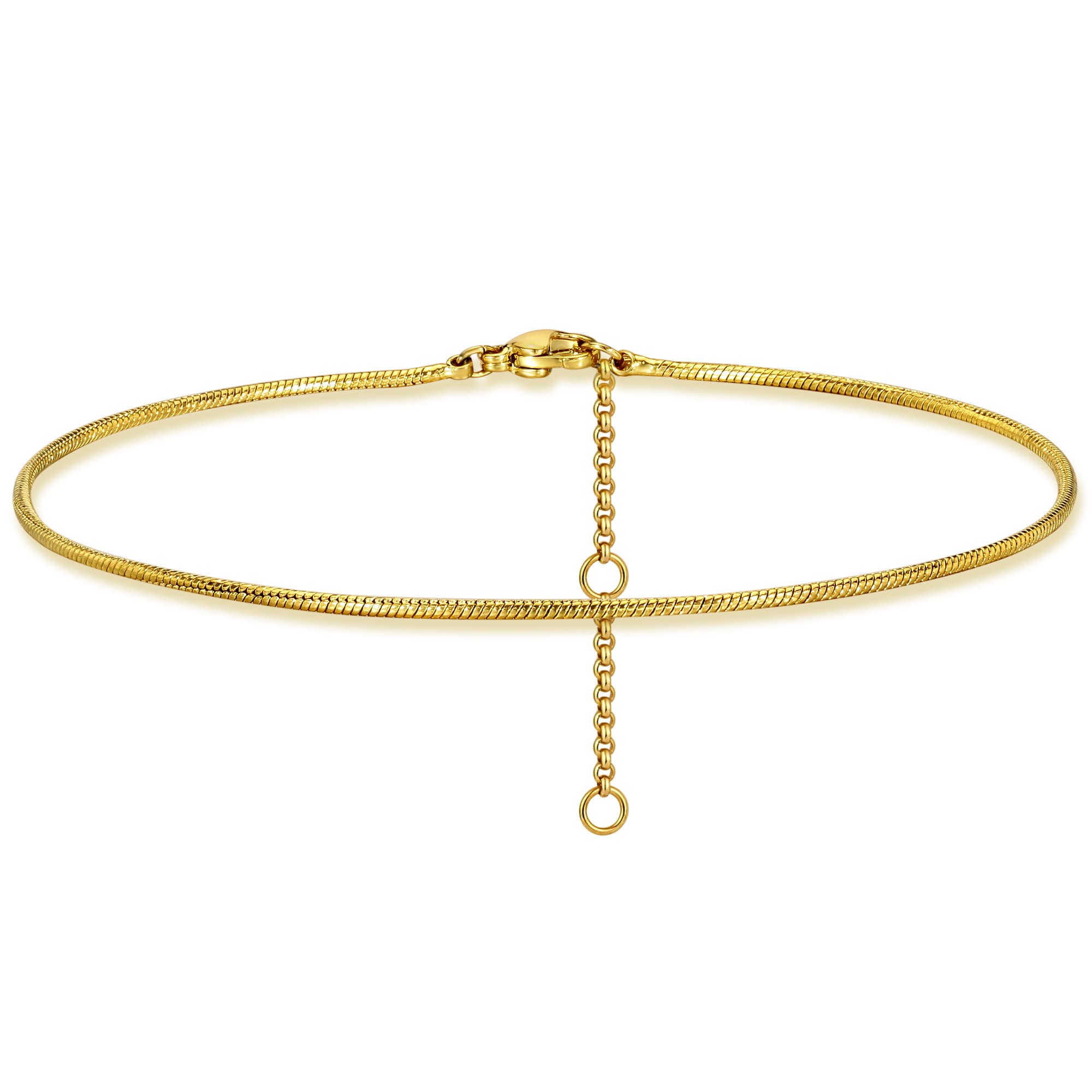 18K Gold Plated Adjustable Snake Chain Anklet for Women - Dainty Summer Beach Jewelry Gift, Perfect for Vacations, Weddings & Boho Fashion
