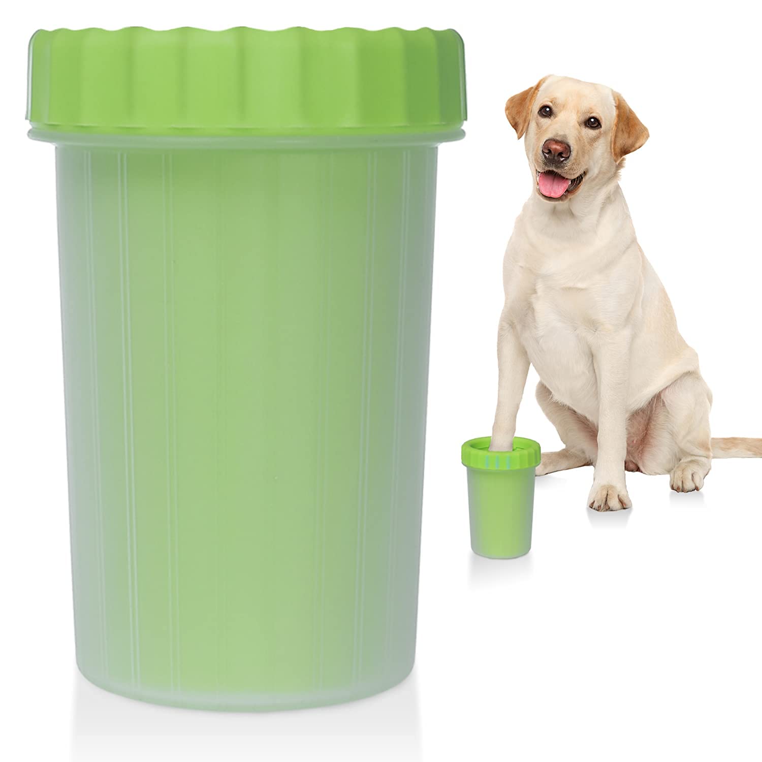 2 in 1 Portable Dog Paw Cleaner Cup - Pet Paw Washer & Scrubber for Medium & Large Dogs | Gentle Cleaning Supplies for Dirty Paws After Walks & Outdoor Play (Green)