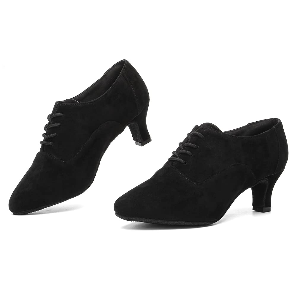 DKZSYIM Women's Lace-up Closed Toe Ballroom Dance Shoes - Latin, Modern, Salsa Practice & Teaching Shoes Model ZYX305 for Professional Dance Performances