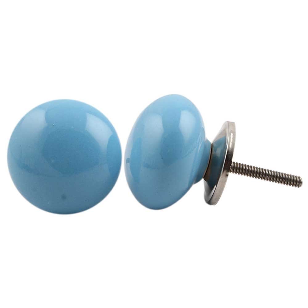 Premium 10-Pack Solid Blue Ceramic Drawer Knobs - Elegant Kitchen Cabinet & Wardrobe Hardware Pulls for Dressers, Cabinets & Furniture (Home Decor Upgrade)