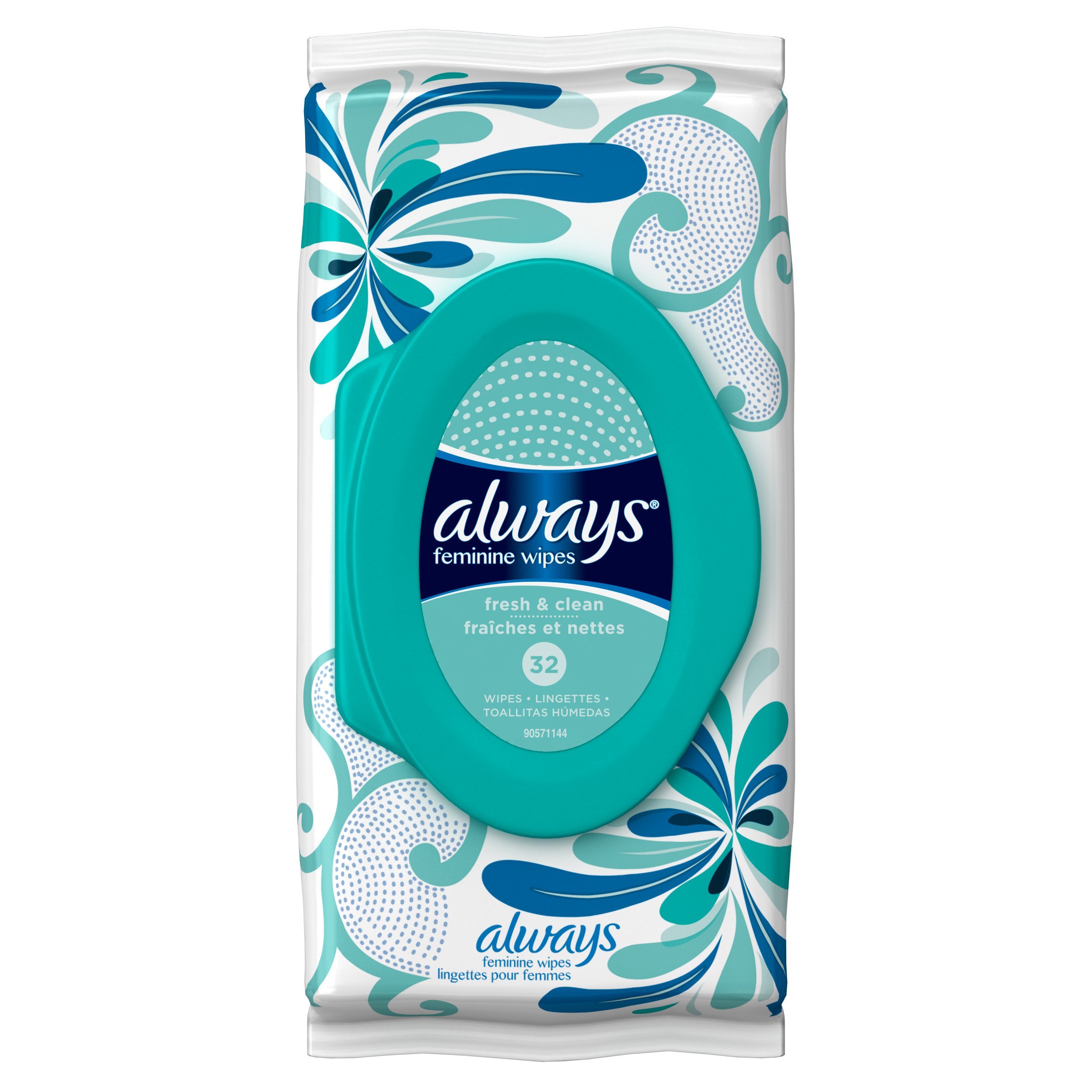 Always Feminine Wipes for Women - Fresh & Clean Scent, Unscented & Hypoallergenic, 0.5lb Pack of 4 | Travel-Friendly, Post-Workout, Daily Hygiene & On-The-Go Freshness
