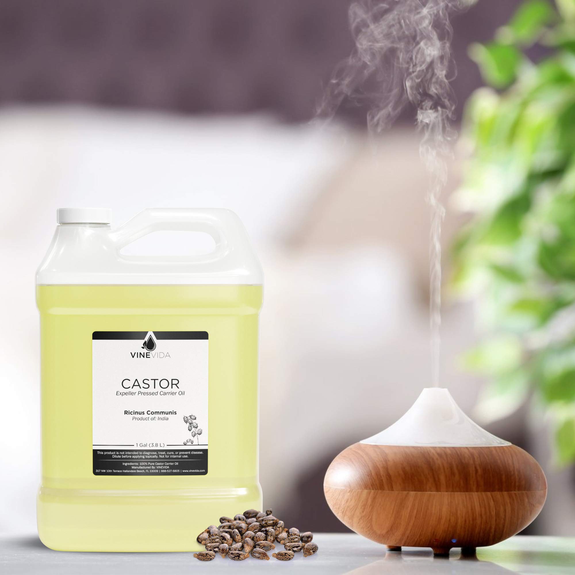 VINEVIDA Pure Castor Oil - 1 Gallon Undiluted Carrier Oil for Soap Making, Candle Making & Skin Care | Bulk Castor Oil for DIY Beauty Products, Hair Growth & Massage Therapy | 8 lbs Natural Castor Oil for Home Spa & Aromatherapy
