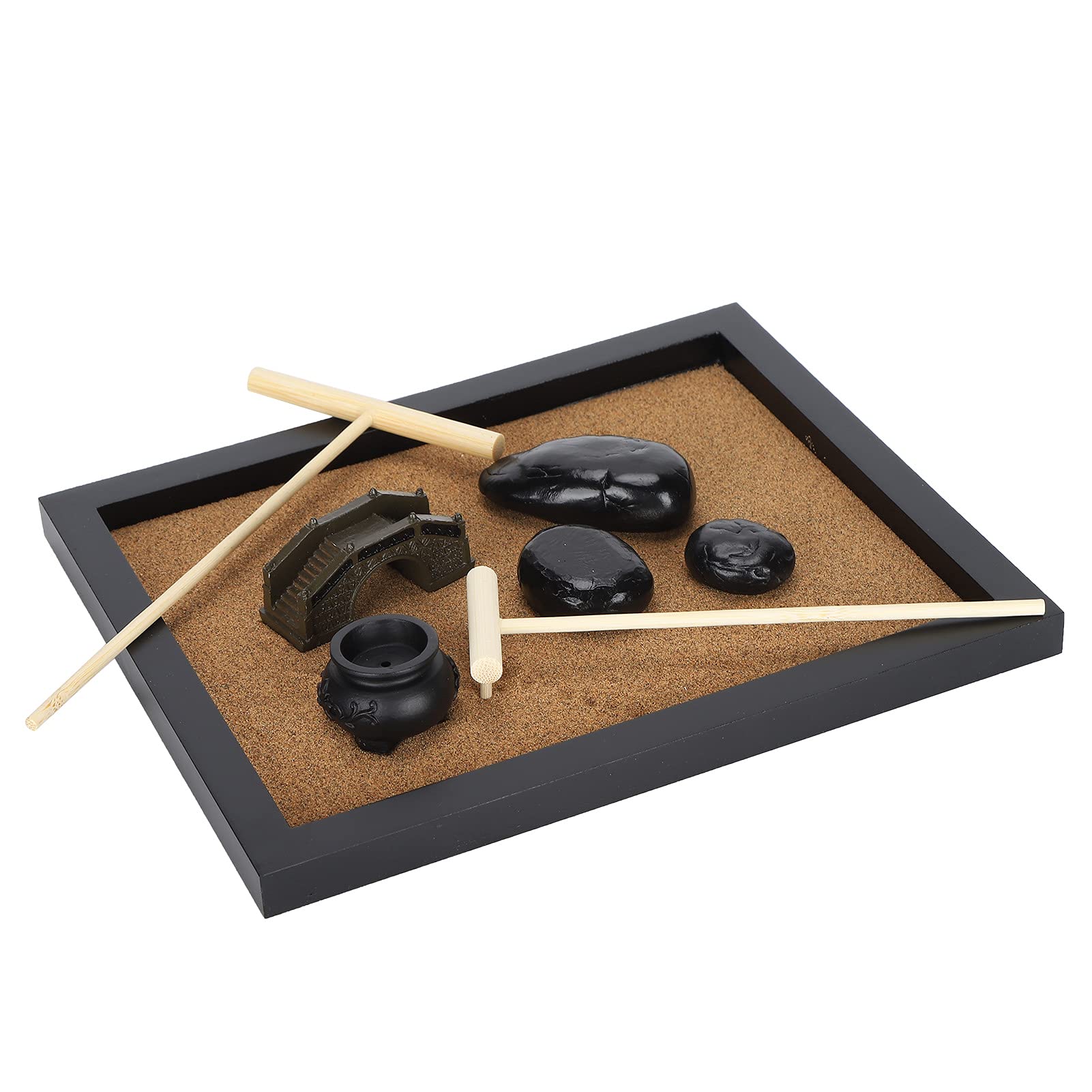 Mini Buddhist Zen Garden Desk Ornament - Meditation & Stress Relief Decor for Home, Office, Yoga Studio - Perfect for Mindfulness Practice & Relaxation