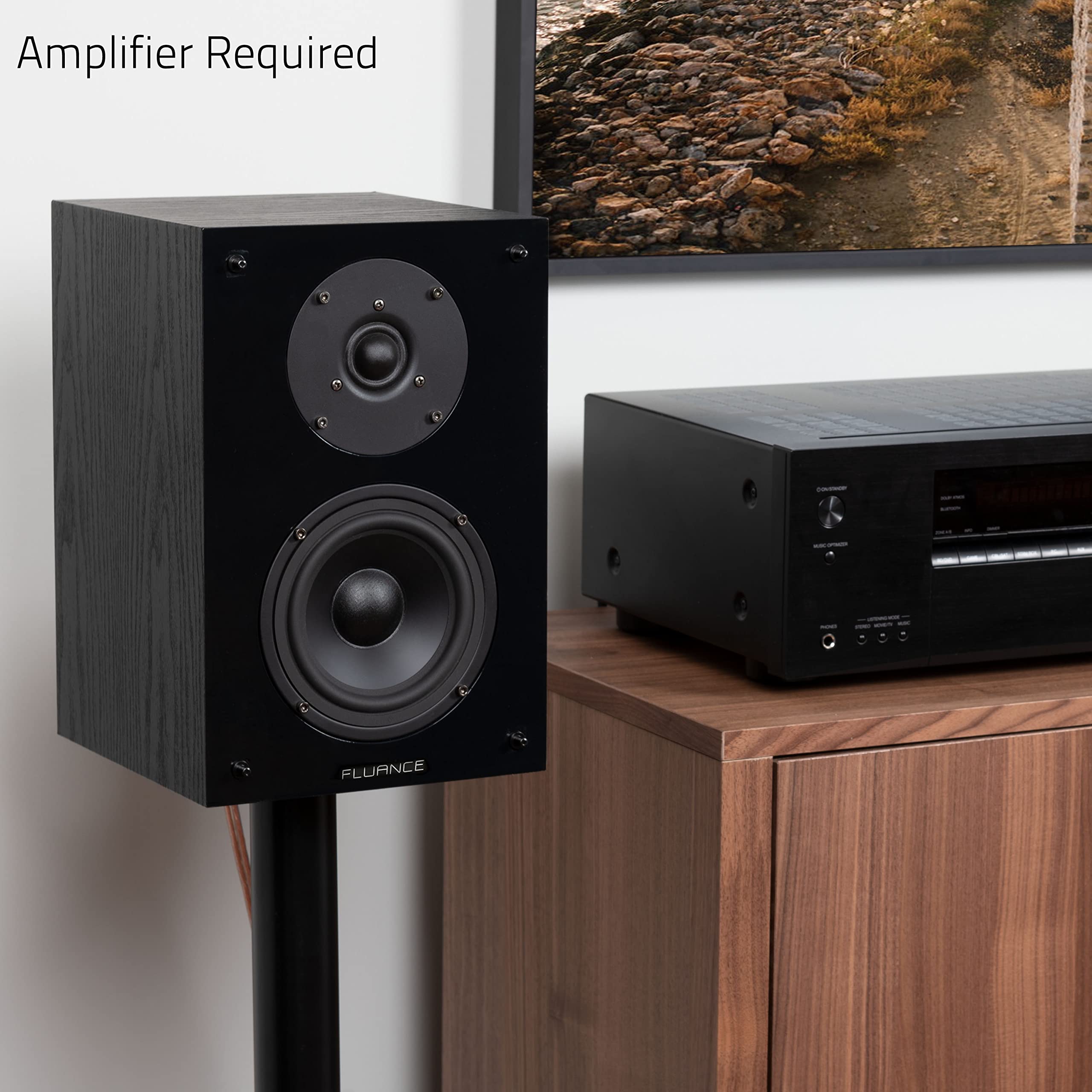 Fluance SX6-BK Elite High Definition 2-Way Bookshelf Speakers - Premium Black Ash Wood Finish for Home Theater & Stereo Systems | Perfect for Movie Nights, Gaming & Music Listening