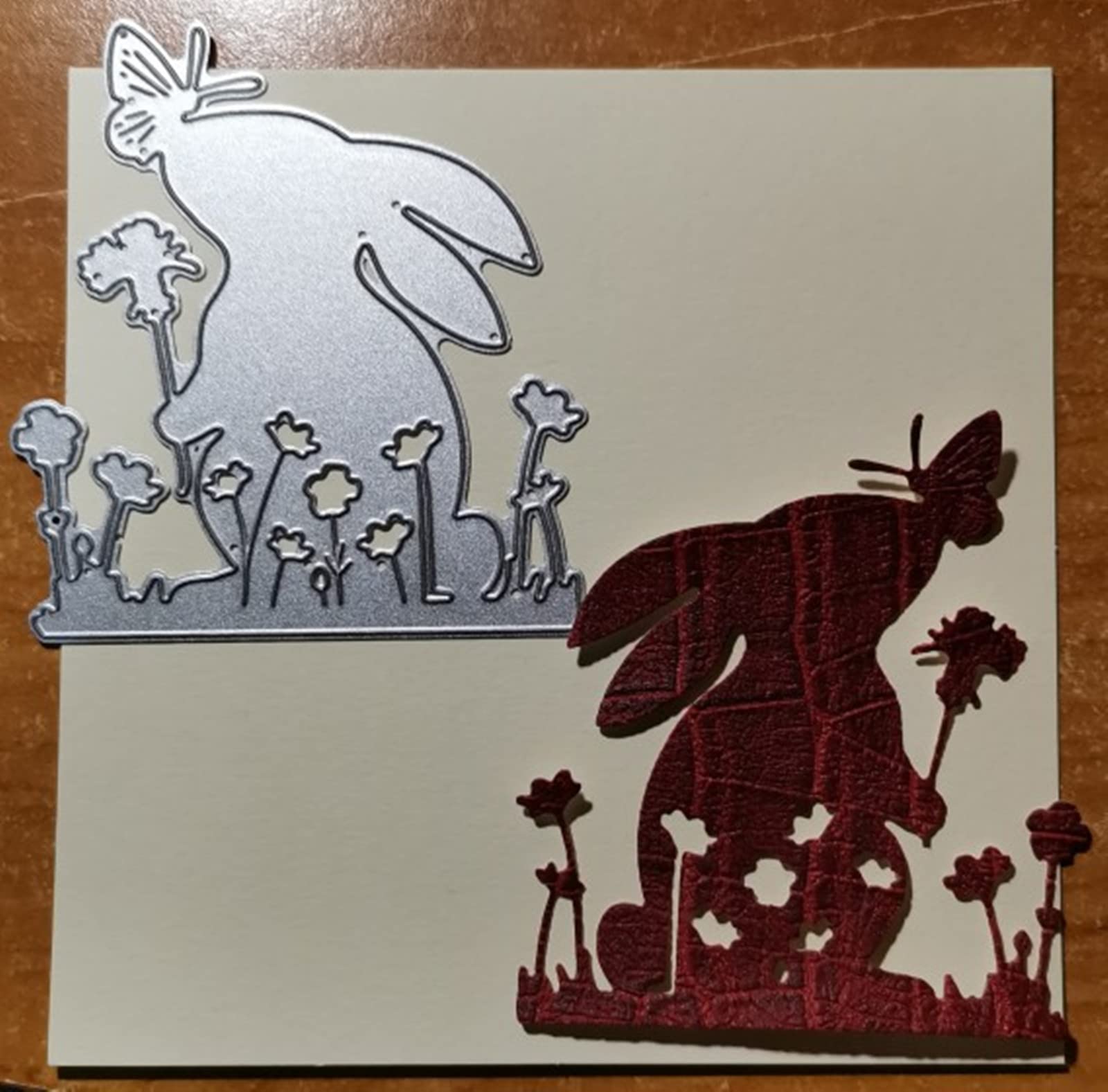 Easter Rabbit Metal Die Cuts - Cute Bunny Kissing Butterfly Animal Frame Stencils for DIY Card Making, Scrapbooking, Photo Albums & Home Decor | Perfect for Easter Crafts, Greeting Cards & Paper Embossing Projects