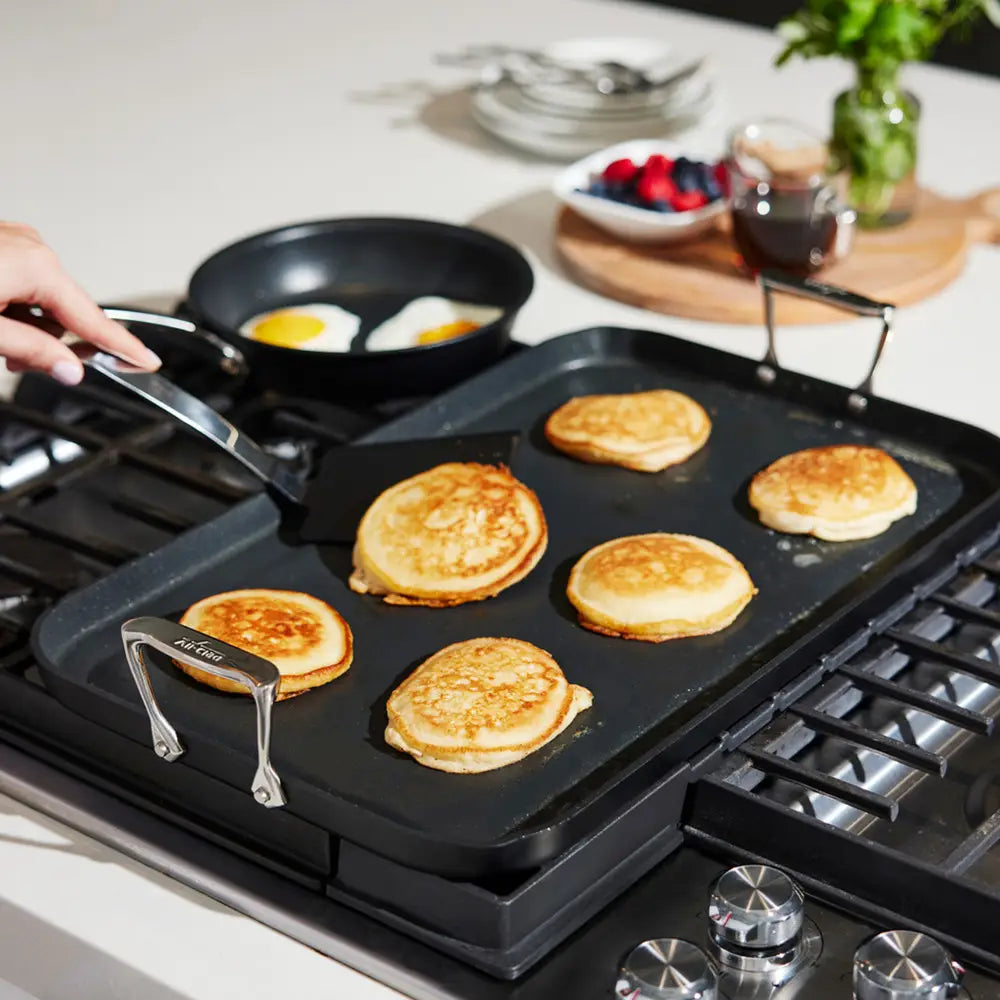 All-Clad NS Pro Nonstick Double Burner Griddle - 13 x 20 Inch Professional Cookware for Stovetop & Induction - Perfect for Pancakes, Burgers & Family Breakfasts