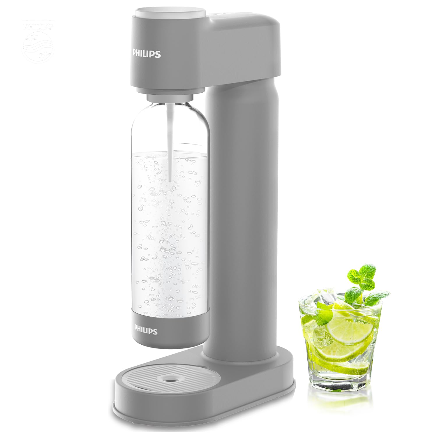 Philips Sparkling Water Maker - Soda Machine with 1L Carbonating Bottle, Quick Twist Technology | Make Fizzy Seltzer Water at Home | Compatible with 60L CO2 Carbonator (Not Included) | Perfect for Parties, Healthy Hydration & Cocktail Mixing | Model ADD4901GROQ/37