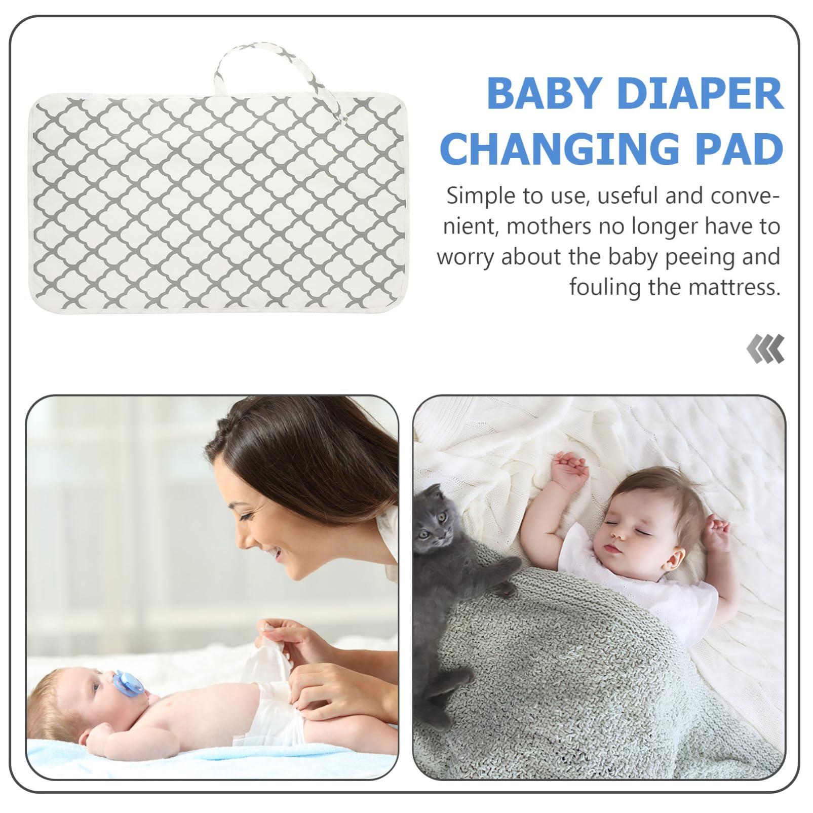 VICASKY 4 Pack Portable Baby Changing Mat - Waterproof Diaper Changing Pad for Travel, Grey Polyester Cotton - Perfect for Nursery, Stroller, Car & On-the-Go Diaper Changes