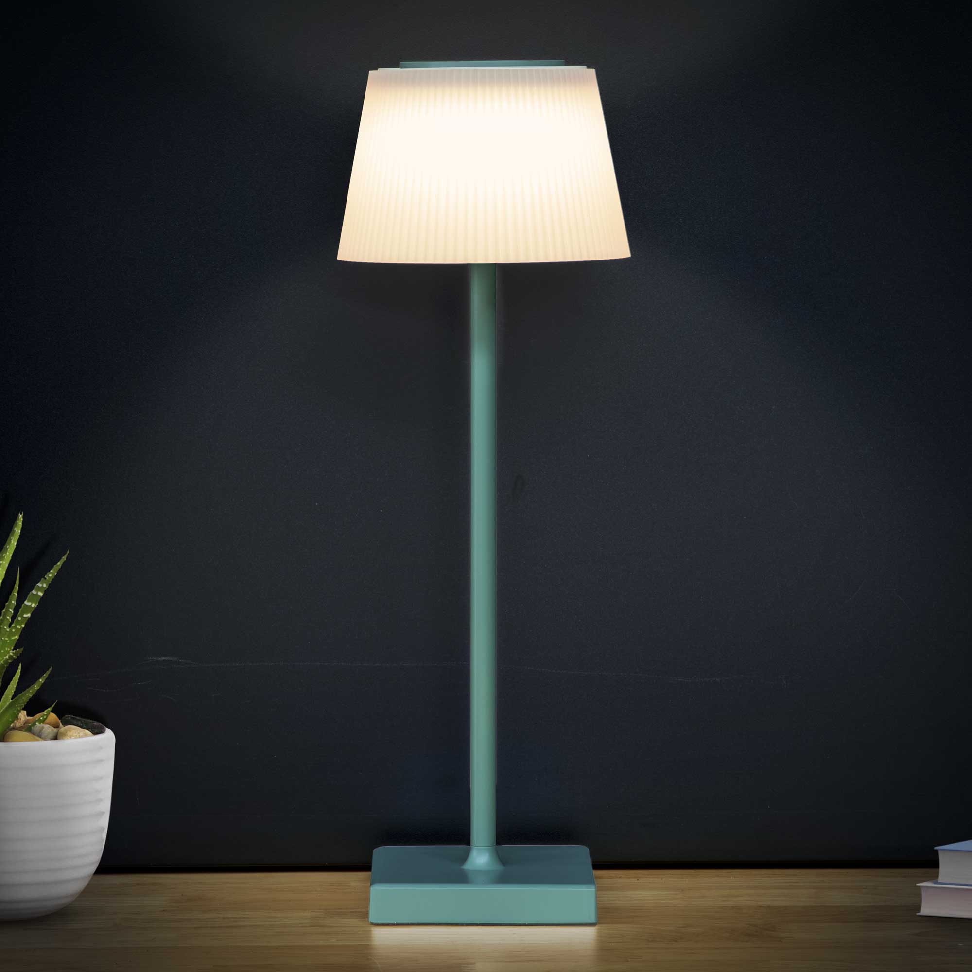 Rechargeable LED Table Lamp with RGB Color Changing - Portable Desk Light for Home, Office, Restaurant, Bedroom - 16 Million Colors, Touch Control, USB Charging - Perfect for Reading, Decor, Mood Lighting (Green, Model DH214)