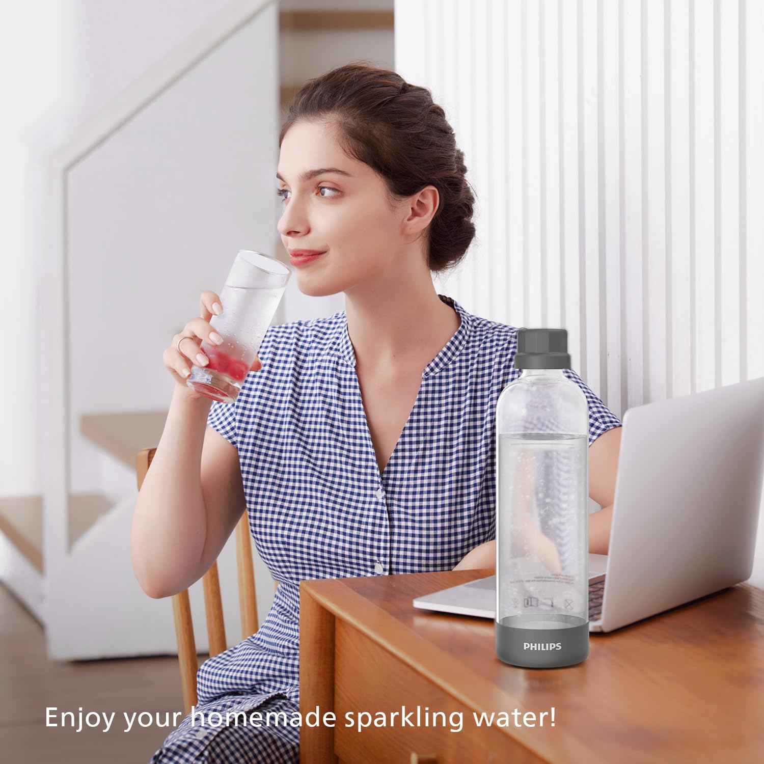 Philips Sparkling Water Maker - Soda Machine with 1L Carbonating Bottle, Quick Twist Technology | Make Fizzy Seltzer Water at Home | Compatible with 60L CO2 Carbonator (Not Included) | Perfect for Parties, Healthy Hydration & Cocktail Mixing | Model ADD4901GROQ/37