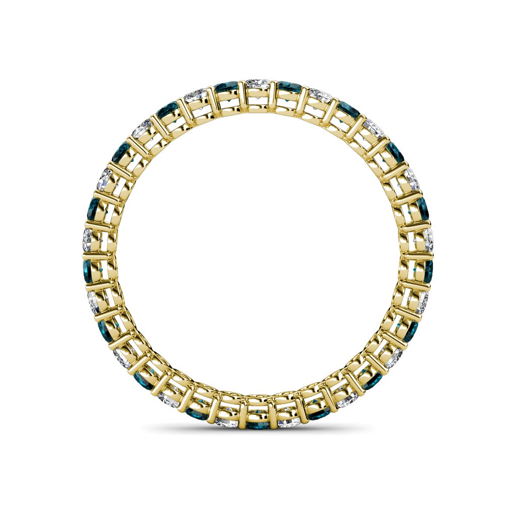 0.83-0.97 Carat Diamond & London Blue Topaz Women's Stackable Eternity Band Ring in 14K Yellow Gold - Perfect for Weddings, Anniversaries & Everyday Elegance