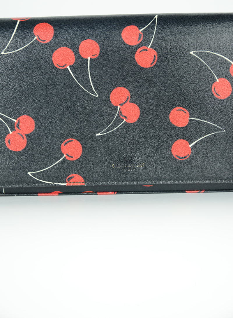 Saint Laurent Cherry Print Leather Pochette Bag - Luxury Crossbody Clutch for Women, Perfect for Evening Parties & Date Nights