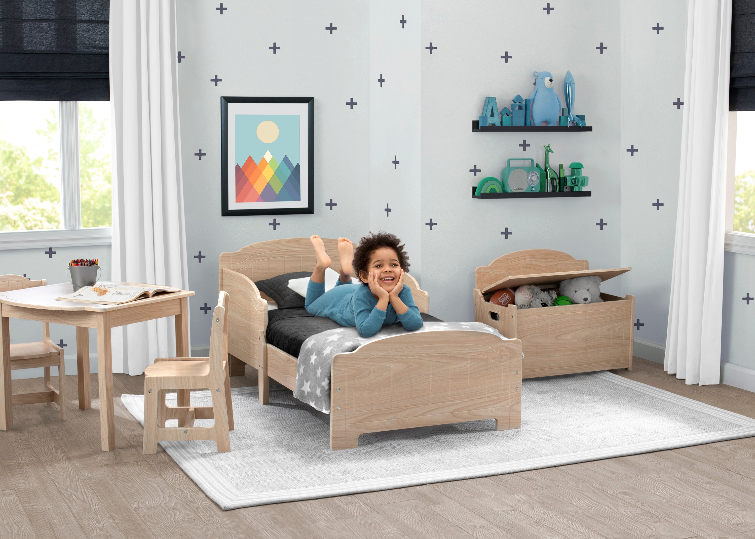 Premium Newport Wood Toddler Bed - Safe & Sturdy Convertible Kids Bed for Boys & Girls - Perfect for Nursery, Daycare, or First Big Kid Bed Transition