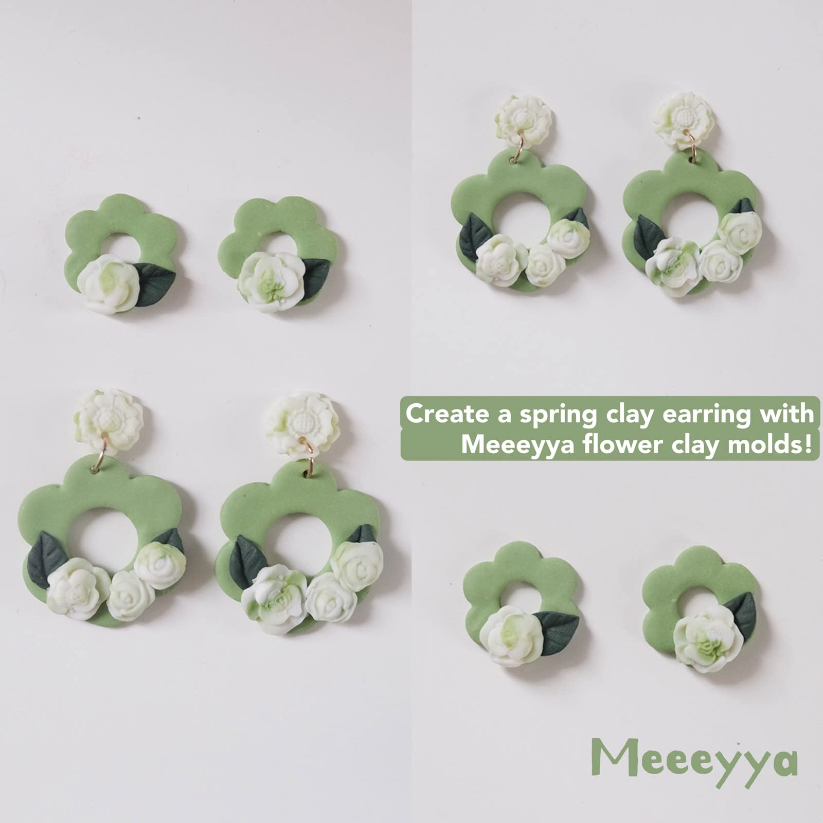 2Pcs Flower Polymer Clay Molds for Jewelry Making - Daisy Sunflower Rose Miniature Silicone Molds (13 Flowers) - Perfect for DIY Earrings, Pendants & Home Decor Crafts