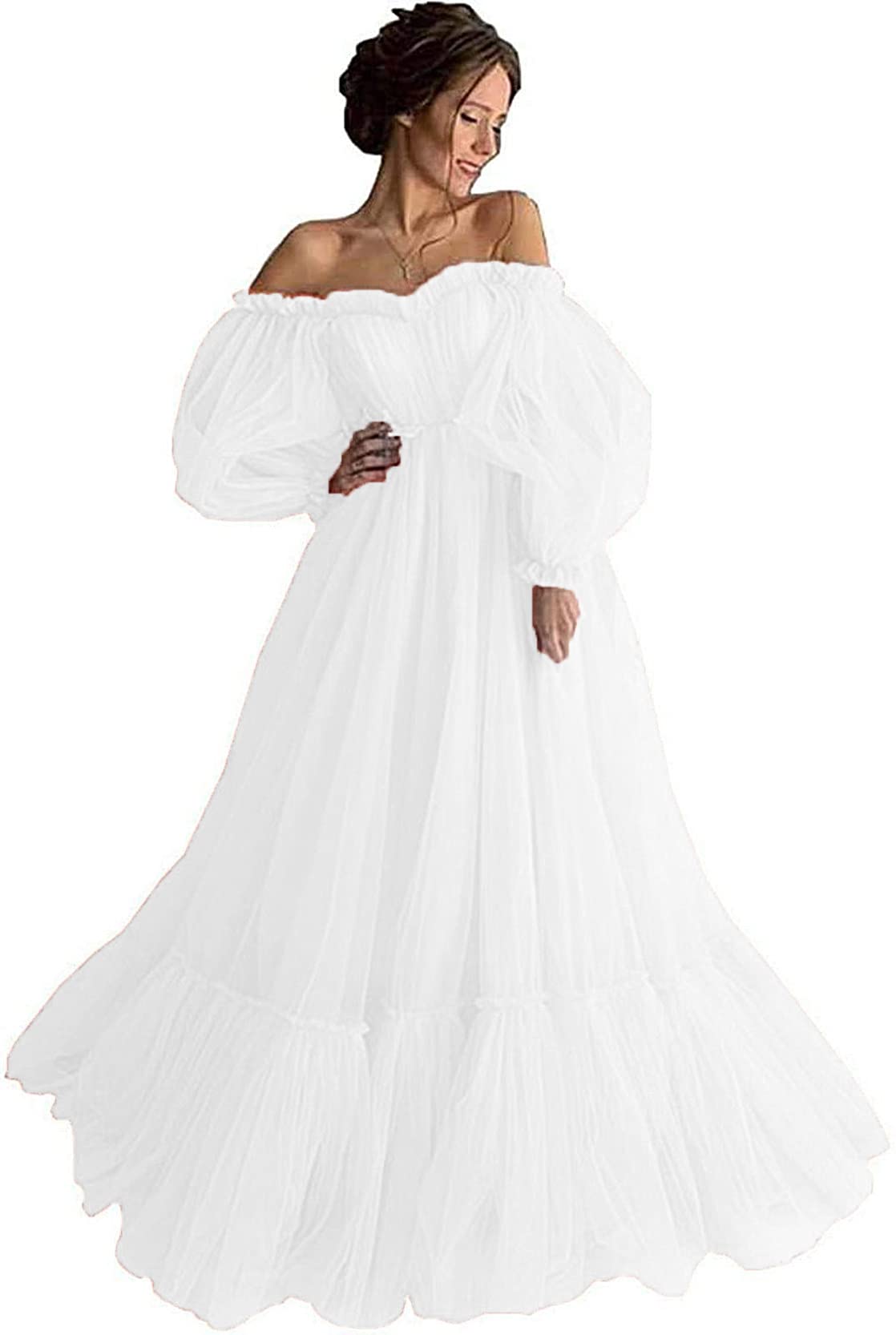 Elegant Puffy Sleeve Prom Dresses for Women - Off Shoulder Ball Gown with Sweetheart Neckline & Tulle Skirt | Perfect for Formal Evening Parties, Homecoming, and Special Occasions