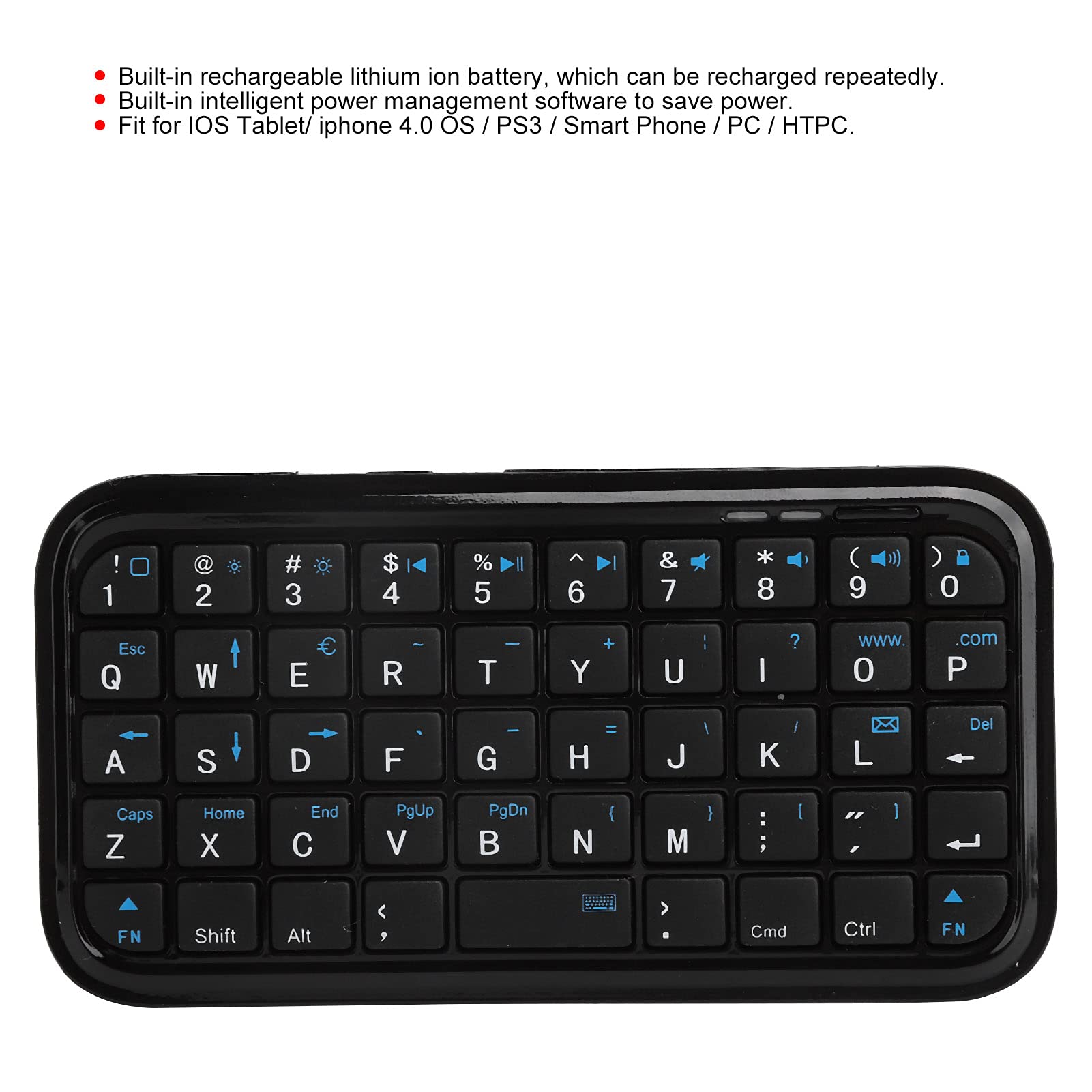 PUSOKEI Mini Bluetooth Keyboard - Rechargeable Wireless Keyboard with Lithium Battery for iPad 1/2/Air, Android Tablets & Smartphones | Perfect for Travel, Office & Home Use