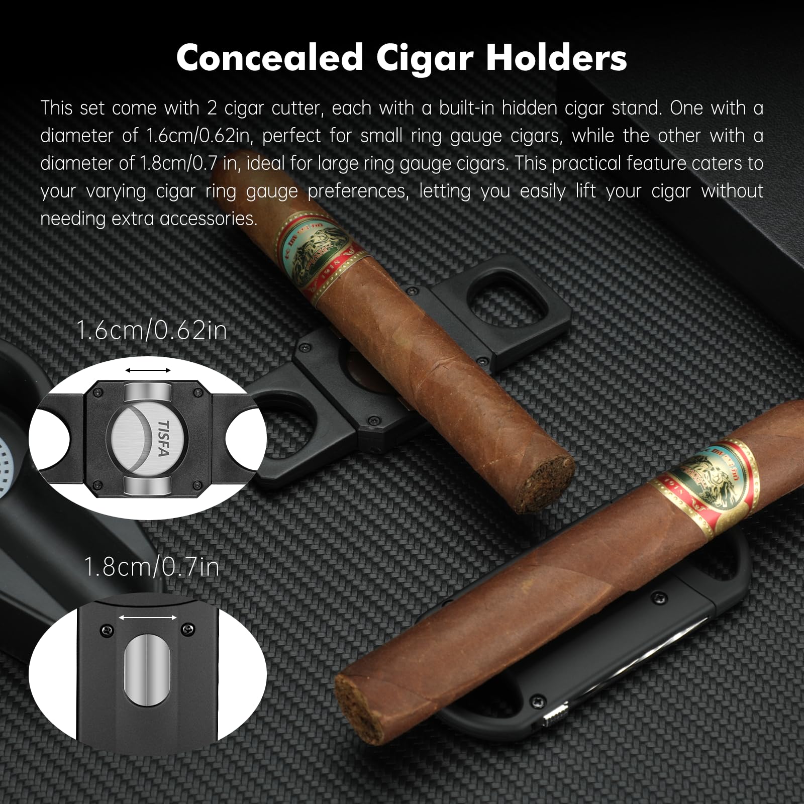 Premium Cigar Ashtray Set with Hole Punch & V Cutter - Portable Outdoor Cigar Accessories Gift Set with Draw Enhancer, Holder & Stand - Perfect for Patio, BBQ, and Man Cave Decor