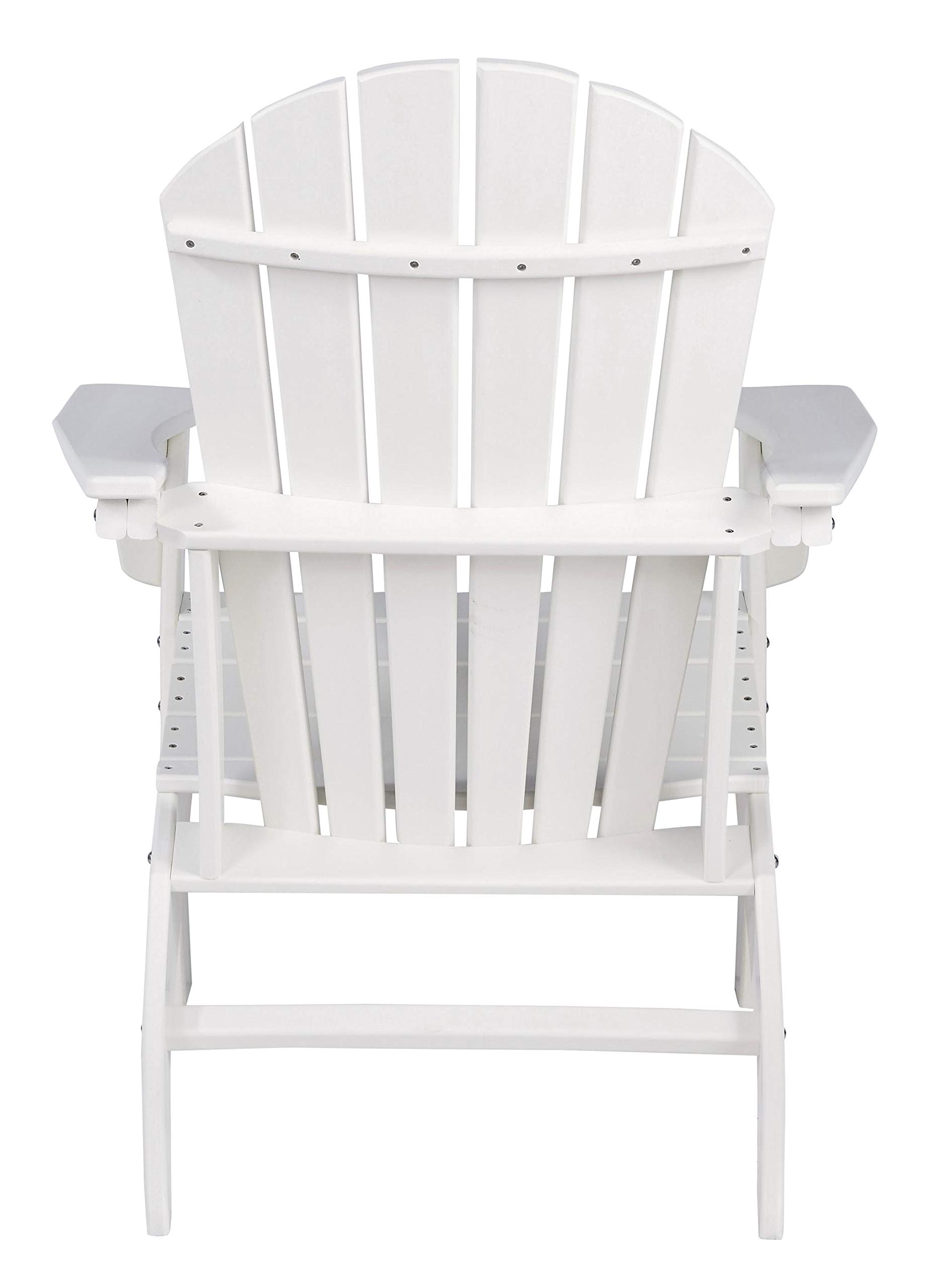 Benjara BM209700 Modern White Plastic Adirondack Chair with Comfortable Slatted Back - Perfect for Patio, Garden, Poolside & Outdoor Relaxation