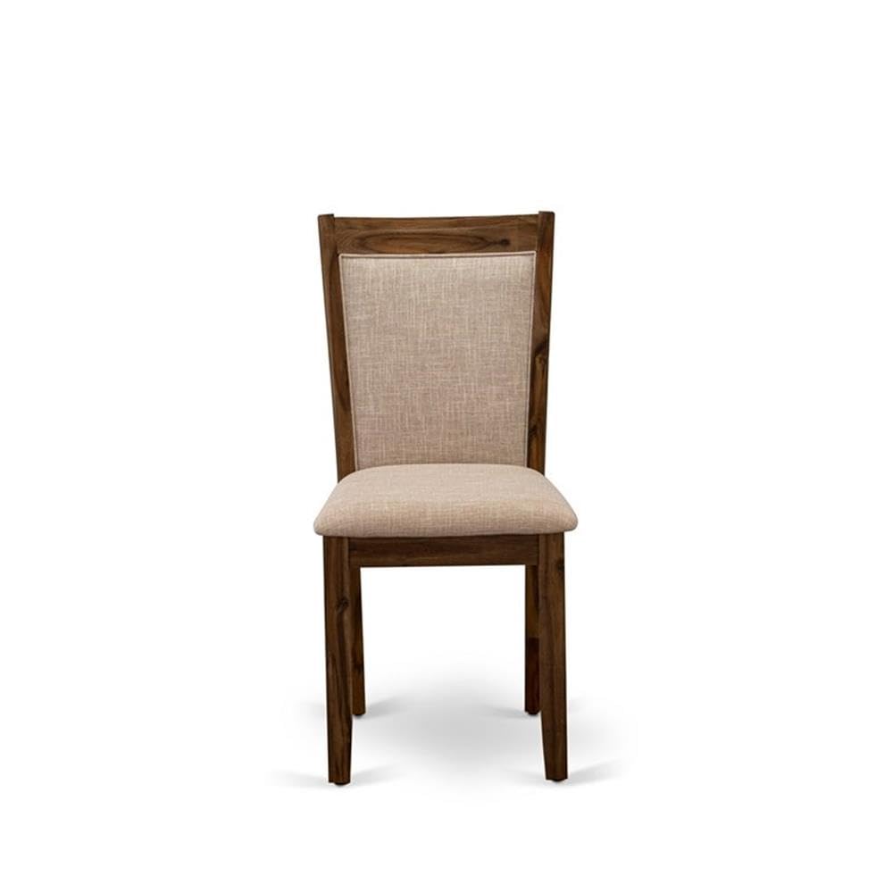 East West Furniture DLMZ3-AWN-04 3-Piece Round Dinette Set with Drop Leaf Table & 2 Light Tan Linen Parsons Chairs, 42x42 Inch, Natural Walnut - Perfect for Small Spaces, Apartments, Breakfast Nooks & Cozy Dining Areas