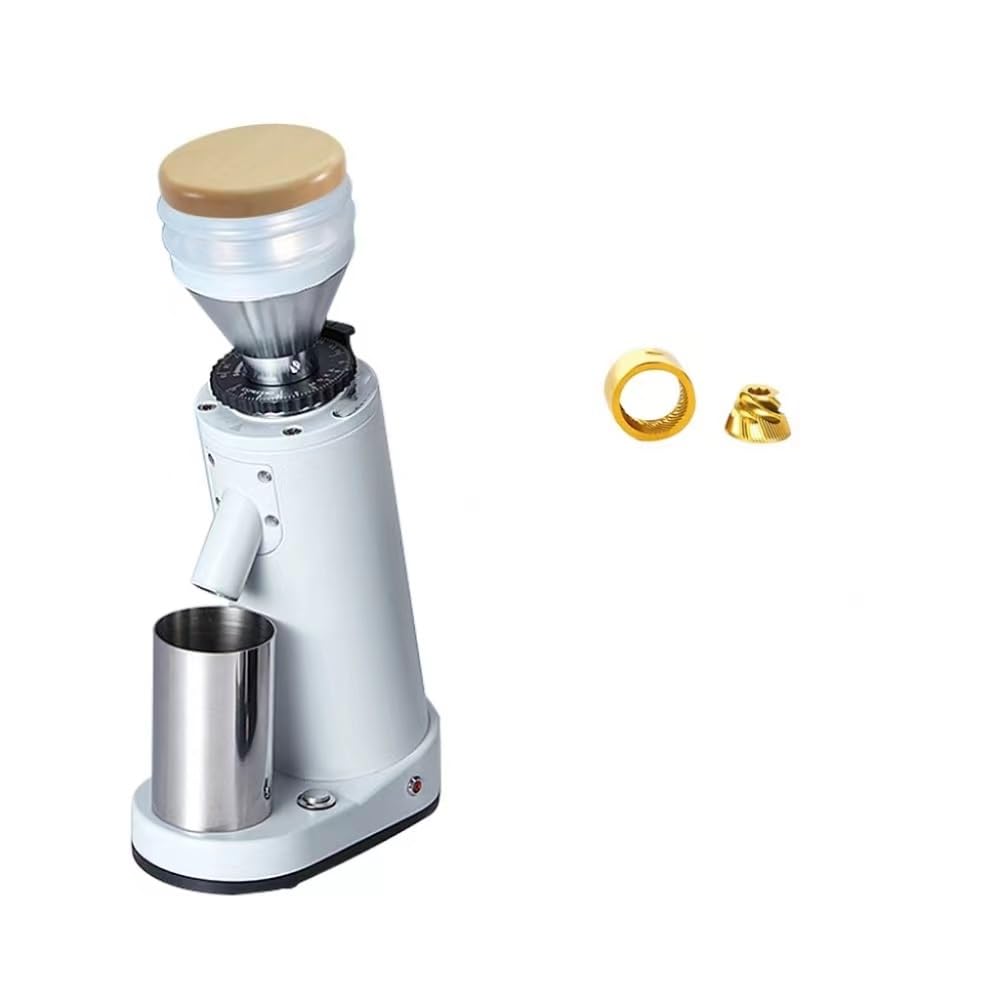 Premium Titanium Electric Coffee Grinder with Metal Burr & Grain Hopper - Small Espresso Grinder for Espresso Machines, 110-220V (WB Hexagonal TT Burr, CN/US 220V-240V) - Perfect for Home Baristas & Coffee Shops