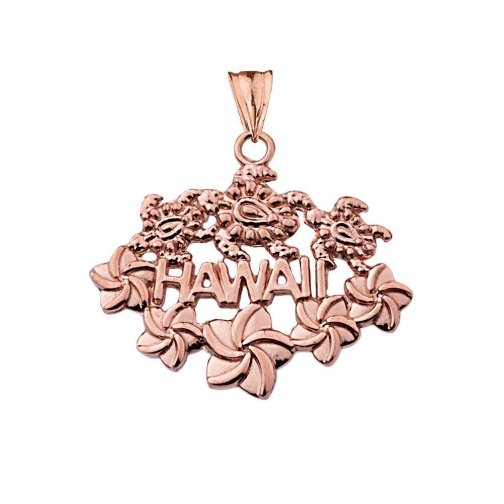 10k Rose Gold Hawaii Aloha State Charm Pendant Necklace for Women - Elegant Hawaiian Jewelry Gift for Birthday, Anniversary & Travel Souvenir