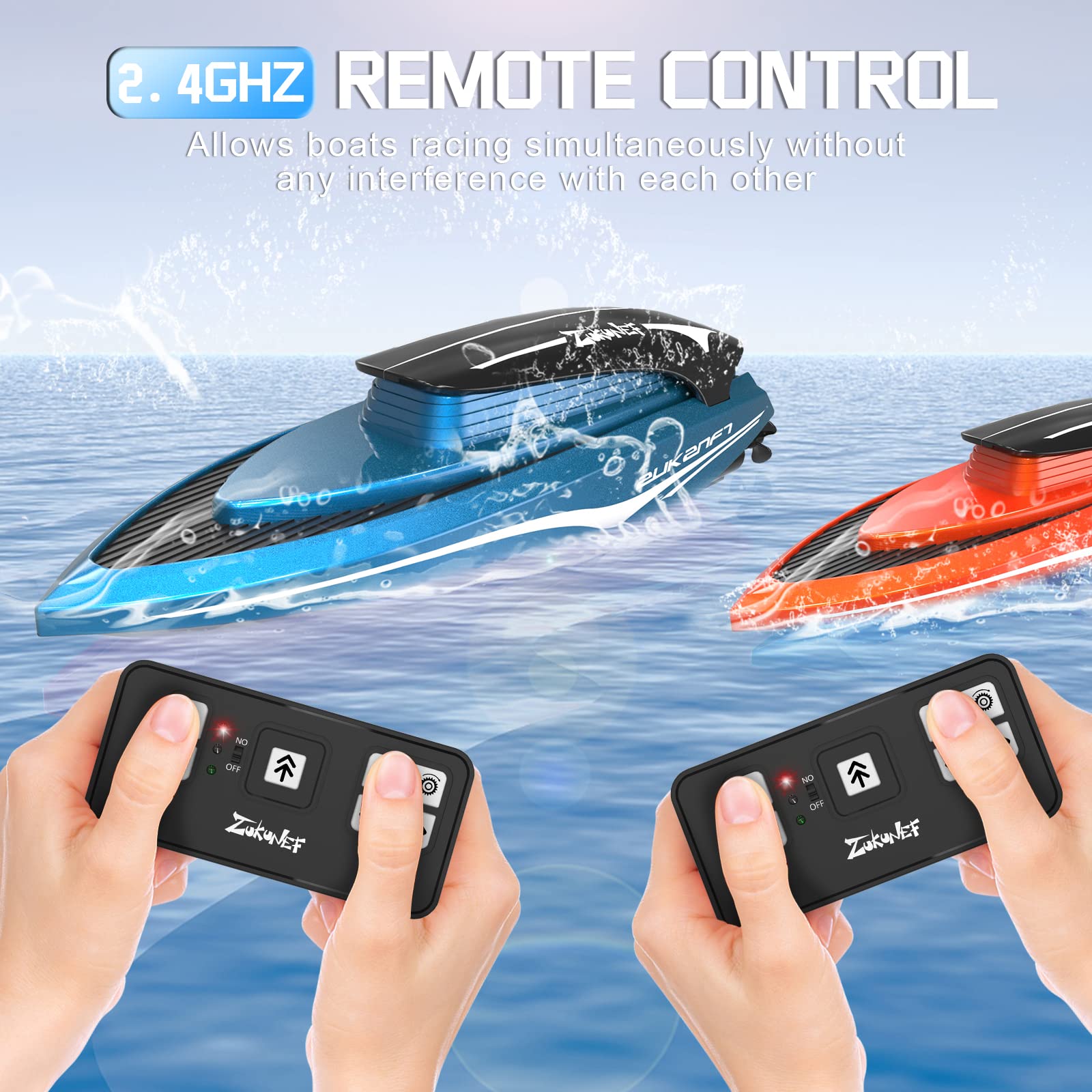 Uleway 2.4GHz Remote Control Boat for Kids & Adults - High Speed Mini RC Racing Boat Toy with LED Lights for Pool, Lake & Ocean - Perfect for Indoor & Outdoor Water Play, Birthday Gifts & Family Fun