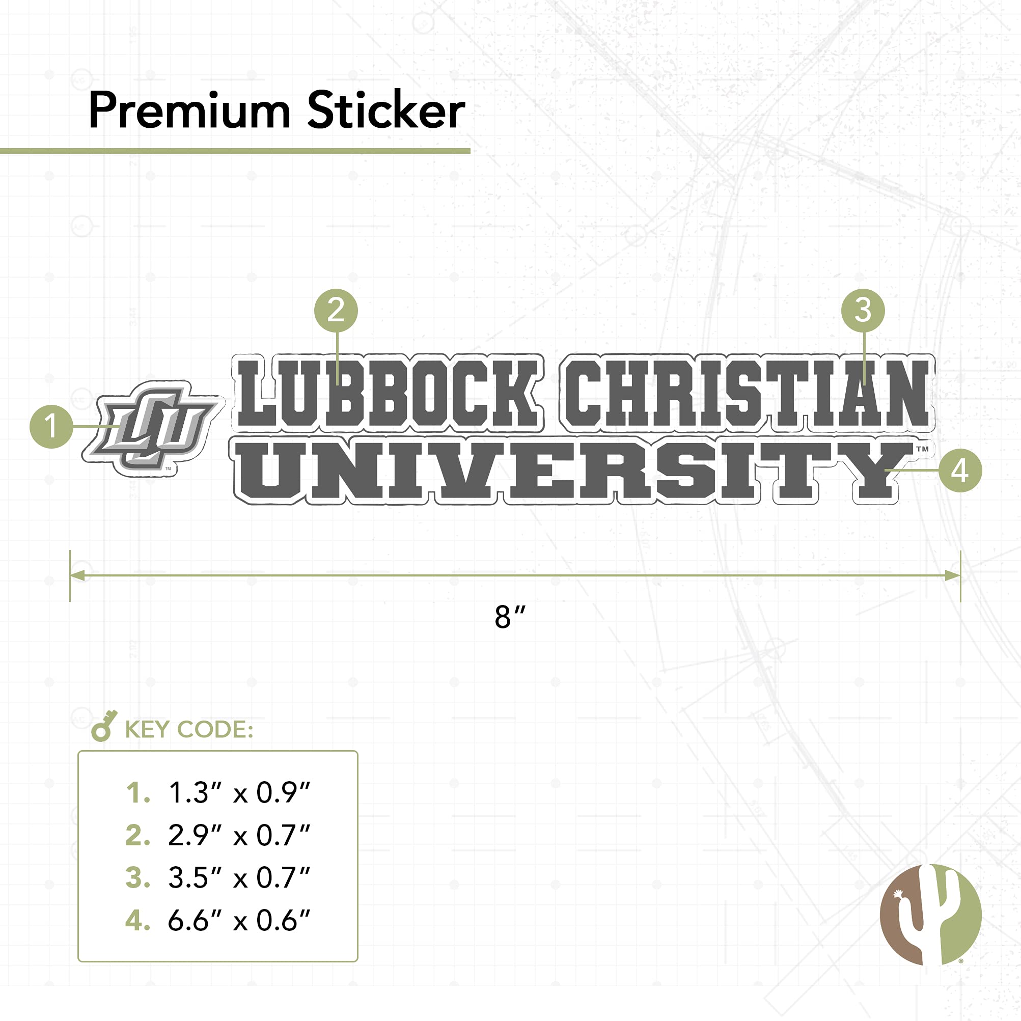 Desert Cactus LCU Sticker - Lubbock Christian University Chaparrals Vinyl Decal for Laptop, Water Bottle, Car & Scrapbook - 8 Inch Durable Sticker for School Spirit & Fan Gear