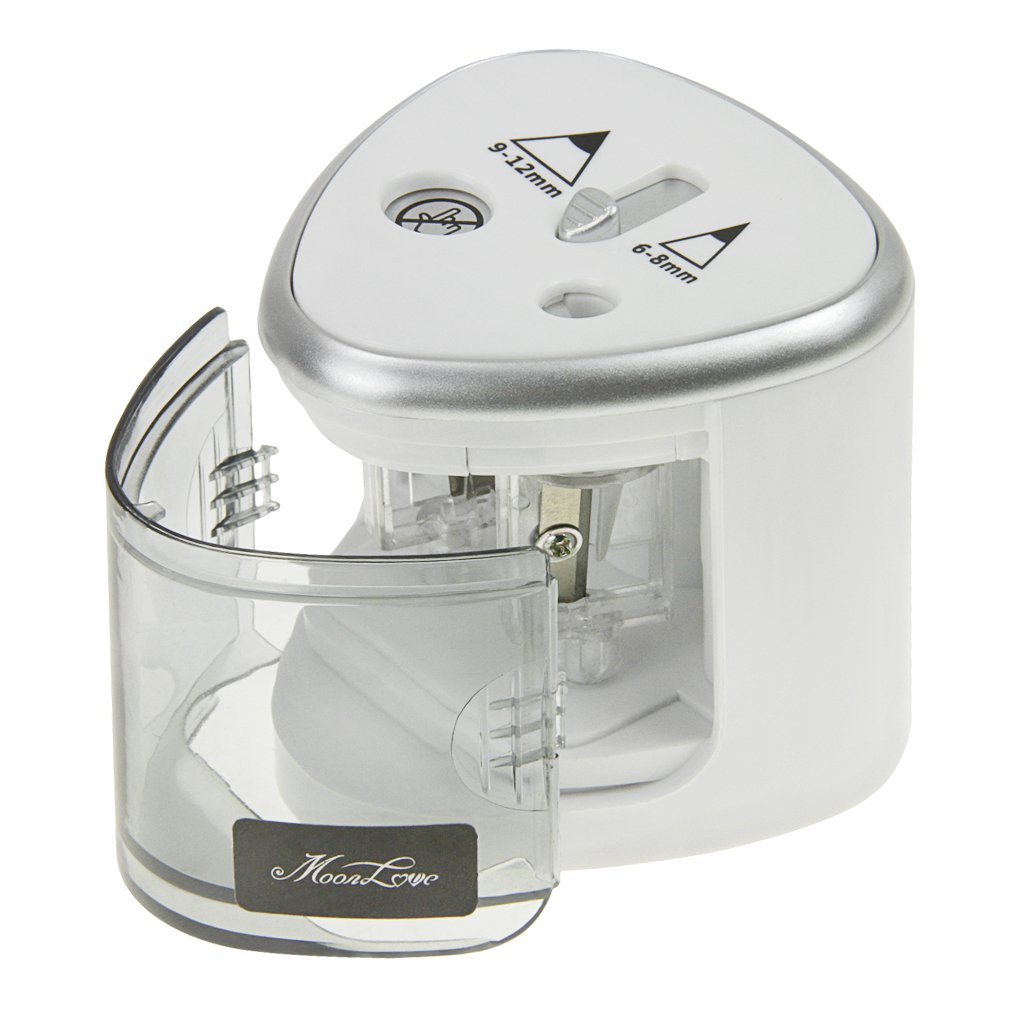 Electric Pencil Sharpener - Battery Operated Automatic Pencil Sharpener for Kids, Adults & Artists - Silver Office Pencil Cutter (Batteries Not Included) | Perfect for School, Office, Art Studio & Home Use