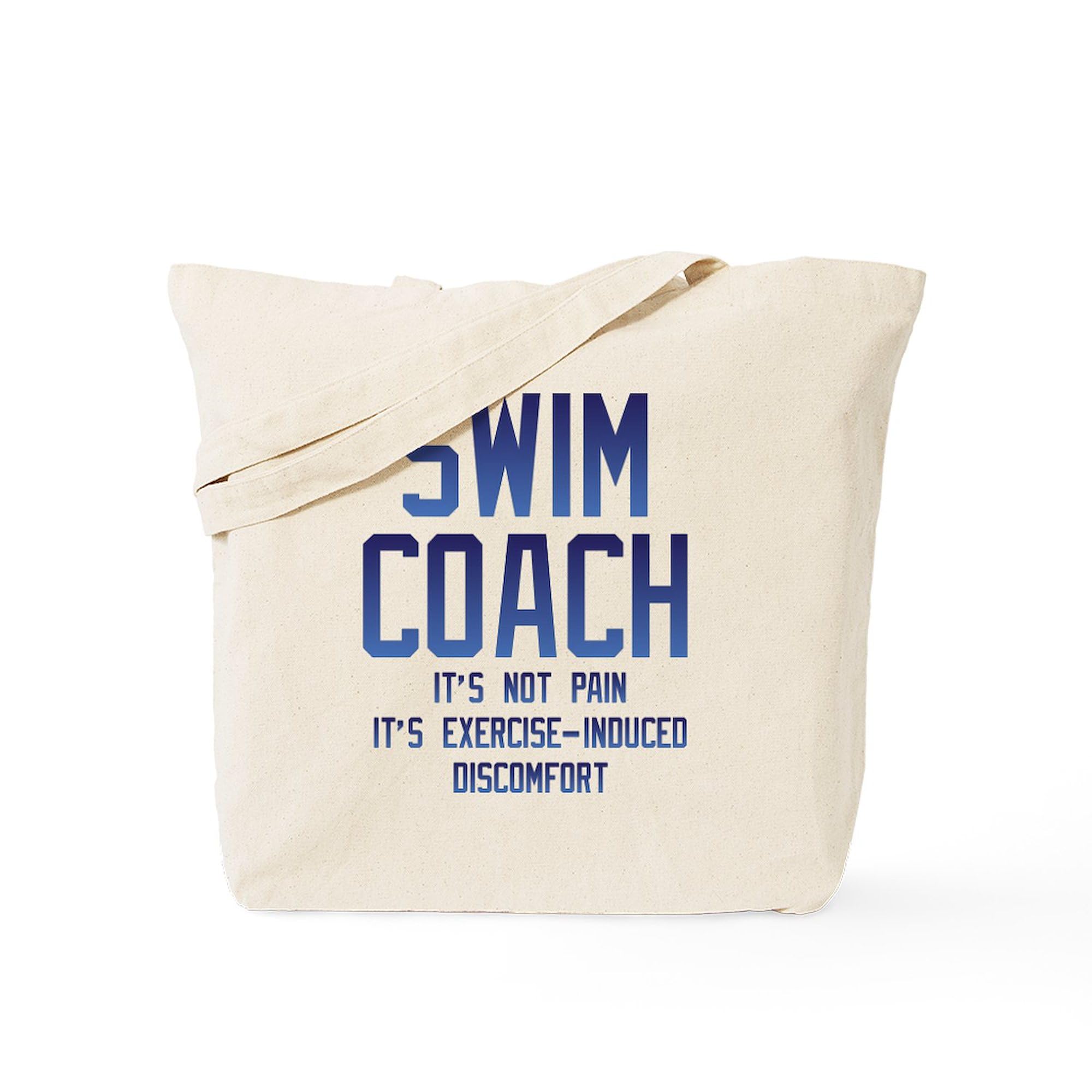 Swim Coach It's Exercise Induced Discomfort Tote Bag - Natural Canvas Reusable Shopping Bag for Swimming Pools, Beach & Gym