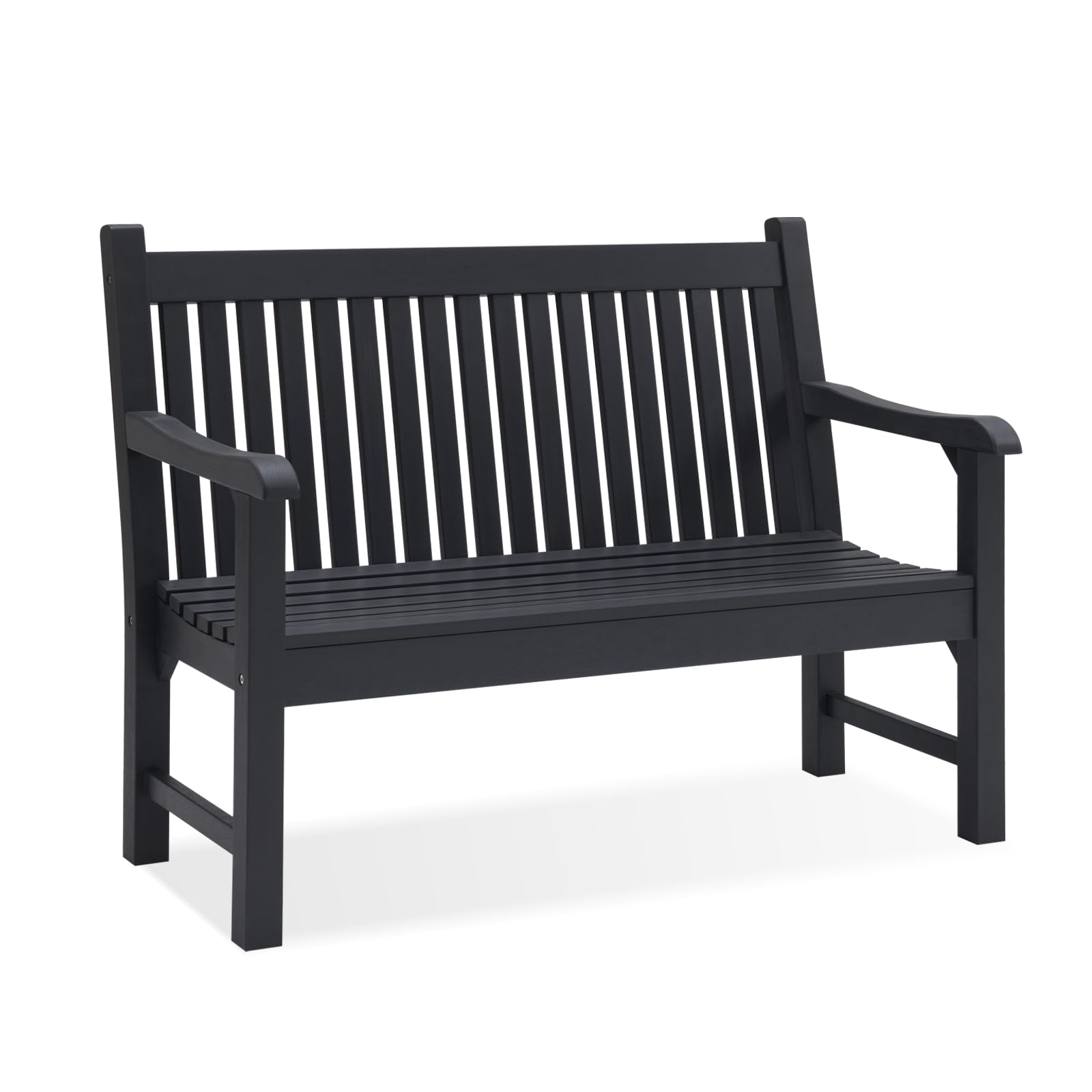 Psilvam 2-Person Poly Lumber Garden Bench - Weatherproof Outdoor Patio Bench That Never Rots - Perfect for Gardens, Porches & Parks - Durable Memorial Bench (Black) - Ideal for Relaxing in Your Backyard or as a Thoughtful Gift
