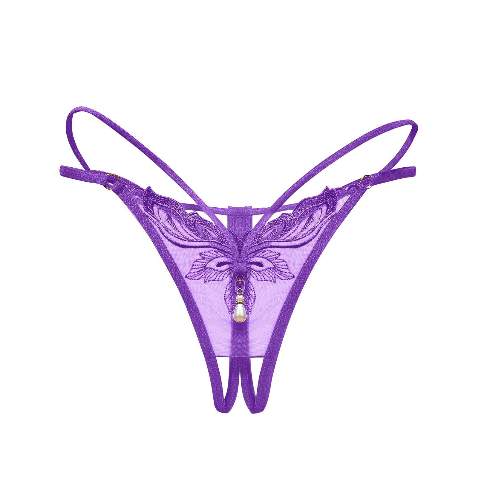 Sexy Crotchless Lace Panties for Women - Open Design Transparent Thong Underwear with T-Back & Low Waist for Intimate Play & Special Occasions - 3 Pack Women's Lingerie Set for Romantic Nights & Boudoir Photography