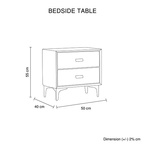 Estella Fabric Upholstered Bedside Table with 2 Drawers - Modern Nightstand for Bedroom, Living Room & Nursery - Soft Storage Organizer for Books, Lamps & Bedroom Essentials