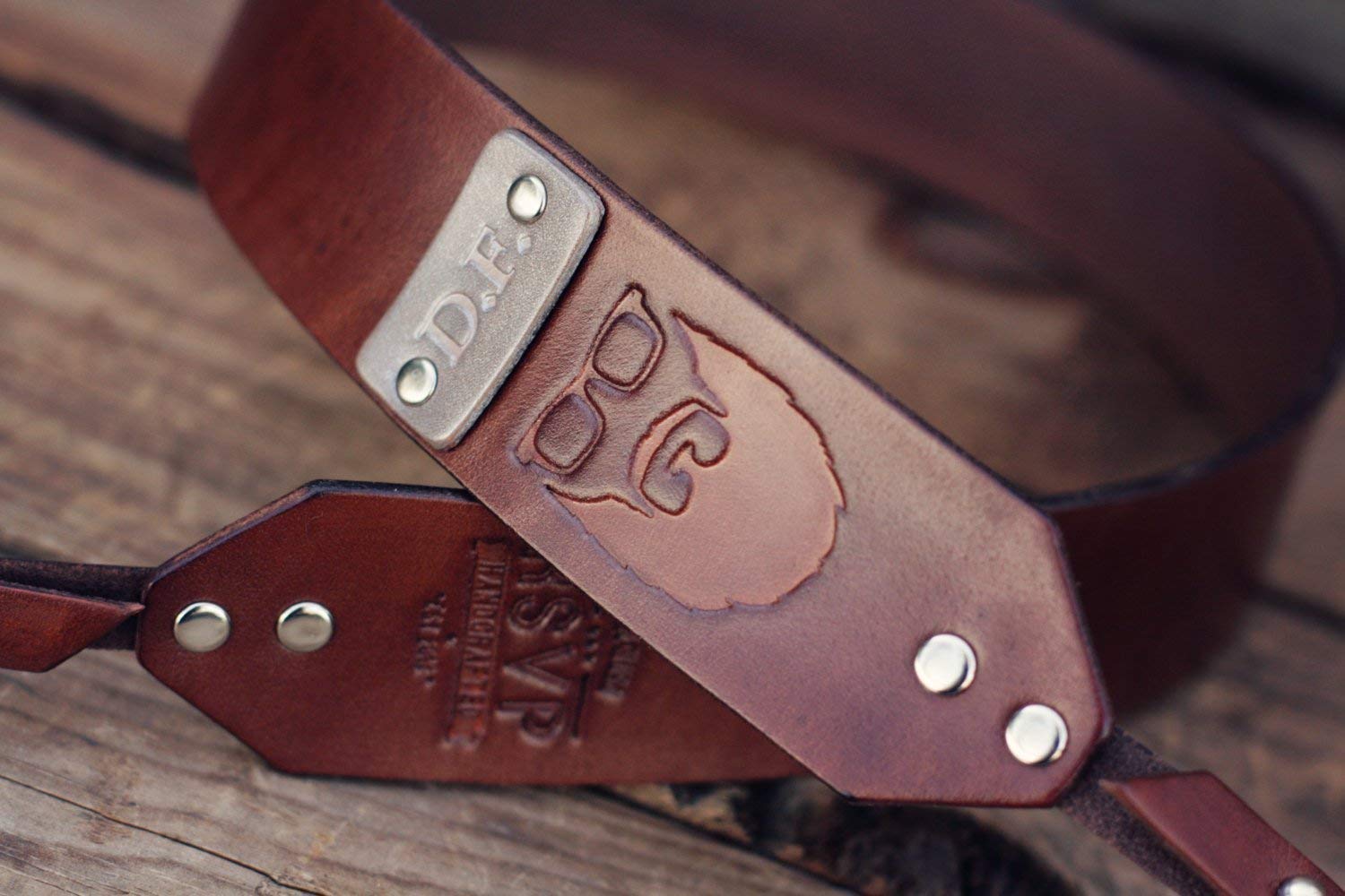 Custom Leather Camera Strap - Handmade Personalized DSLR Neck & Shoulder Strap with Engraved Name/Initials - Perfect Gift for Photographers, Beard & Hipster Glasses Enthusiasts - Ideal for Travel, Weddings & Outdoor Photography