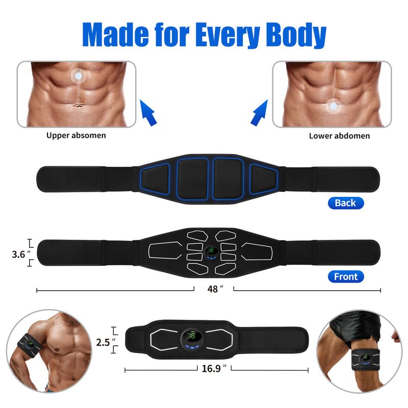 MarCoolTrip MZ Electronic Muscle Stimulator - EMS Ab Toner & Full Body Trainer for Men & Women - Fitness Strength Training Equipment for Home Gym & Workout Recovery