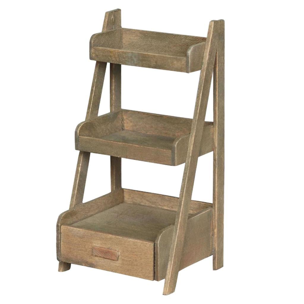 1:12 Scale Miniature Wooden Shelf & Flower Stand - Dollhouse Furniture for DIY Home Decor, Collectibles & Miniature Displays | Perfect for Dollhouse Accessories, Mini Gardens & Craft Projects