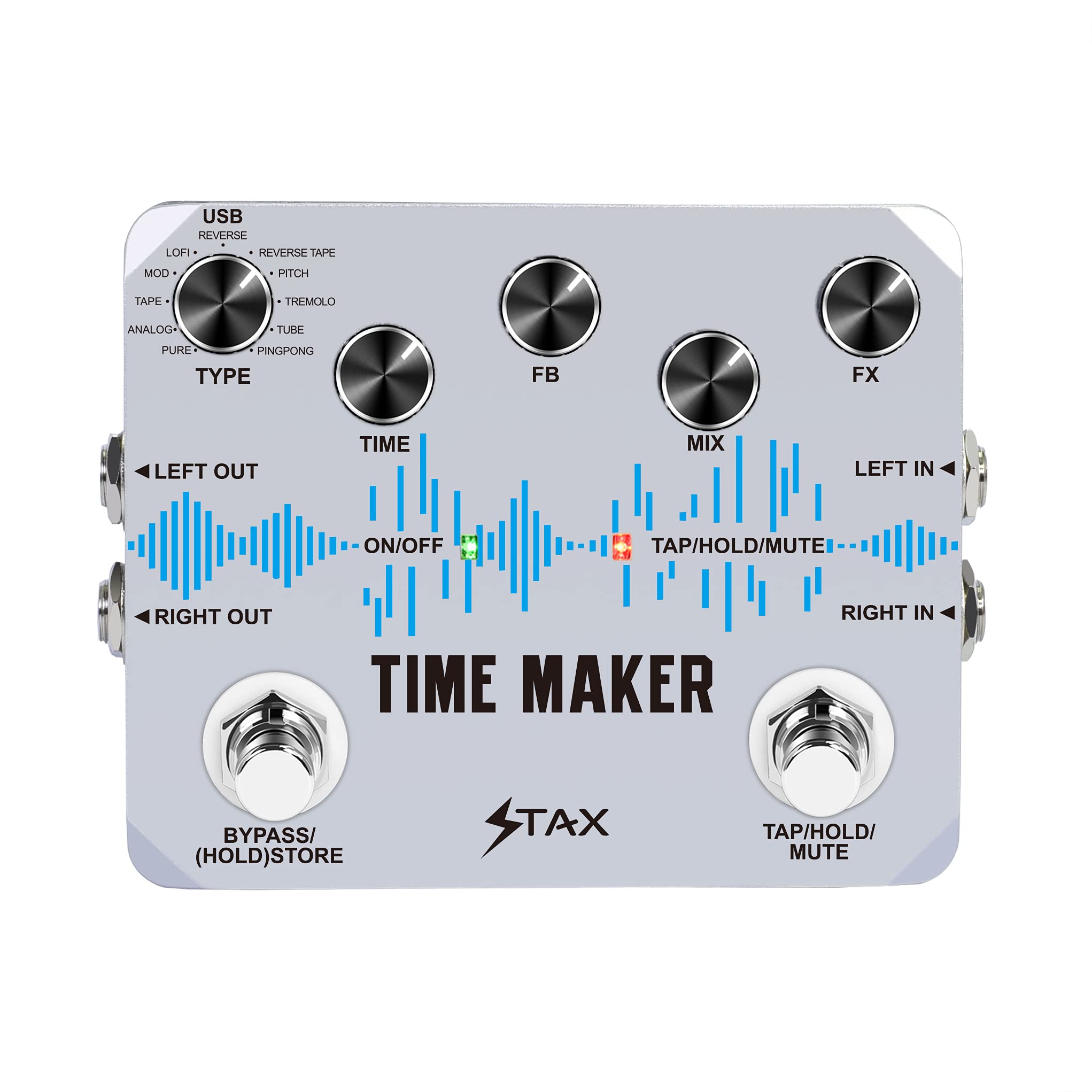 Stax Time Maker Guitar Delay Pedal - 11 Ultimate Delay Effects with Tap Tempo for Electric Guitarists | Perfect for Live Performances & Studio Recording