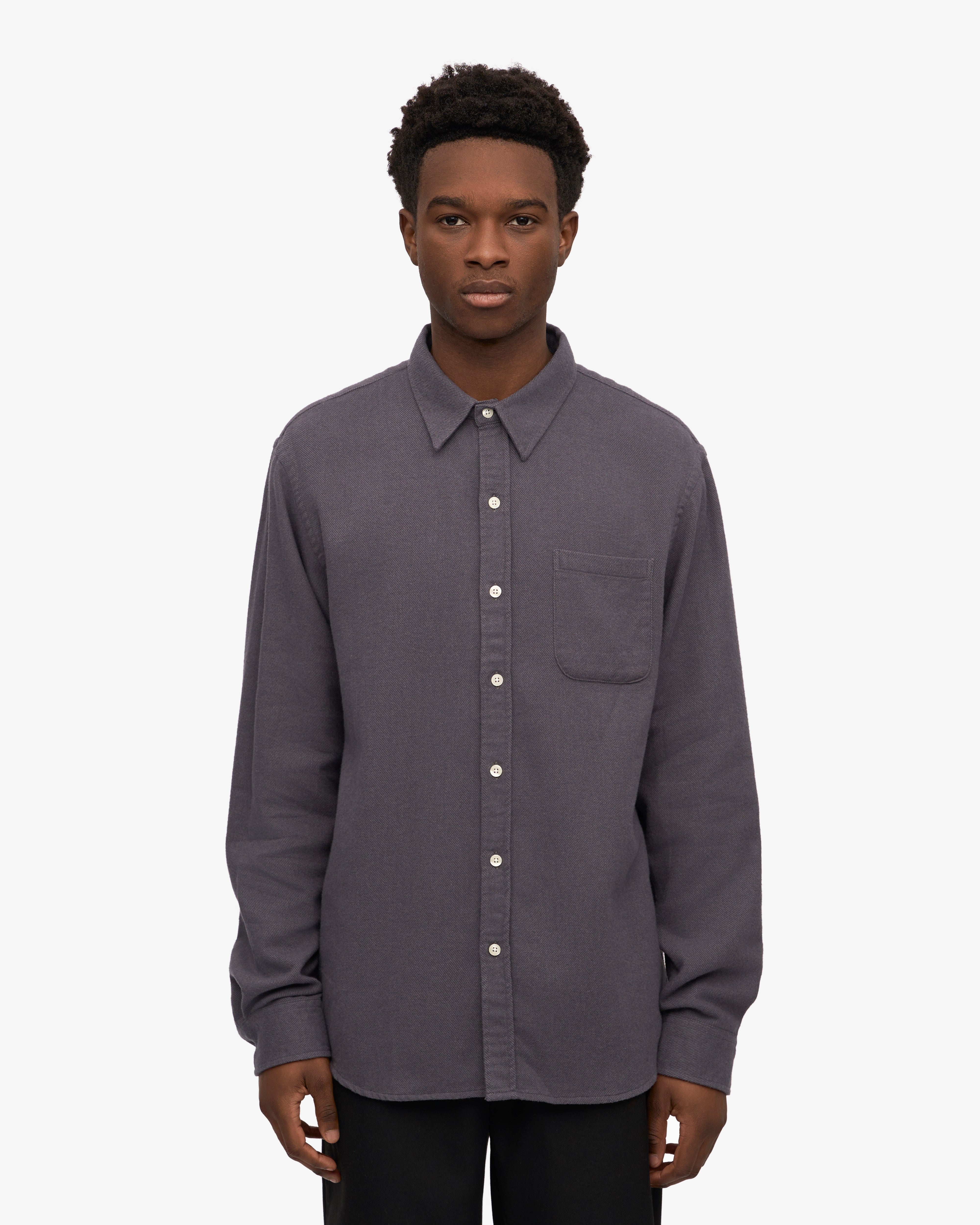 Organic Flannel Shirt for Men - Soft Lava Grey Plaid Button Down Shirt - Casual Winter Wear & Outdoor Activities