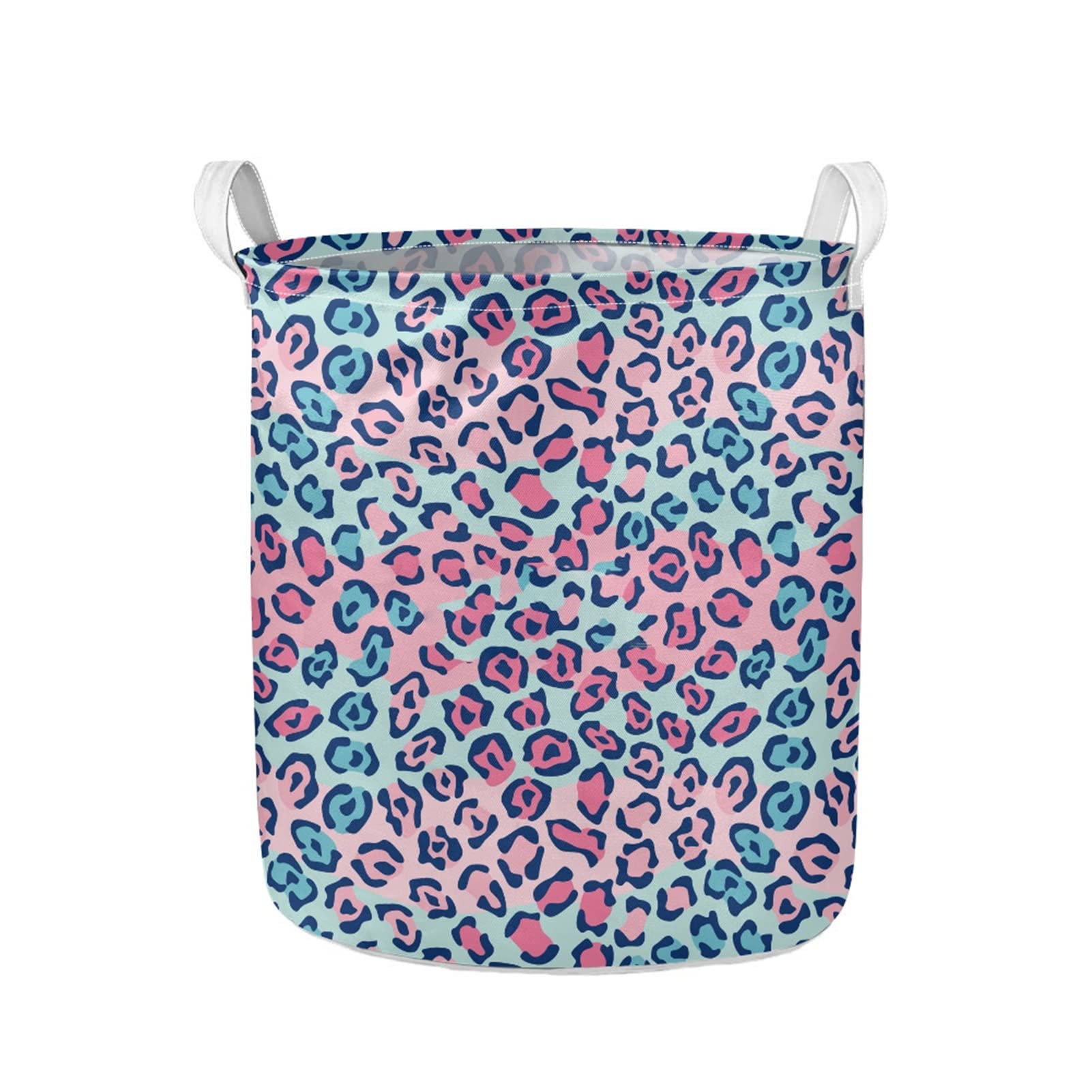 Pocelaces Leopard Print Collapsible Storage Bins - Waterproof Polyester Fabric Organizer Basket for Laundry, Toys & Clothes | Large Capacity Round Hamper for Kids Room, Nursery & Dorm Organization | Foldable Space-Saving Home Storage Solution