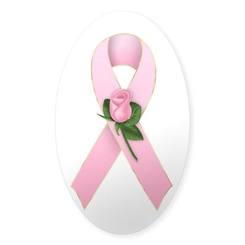 Clear - Breast Cancer Ribbon 2 Oval Sticker