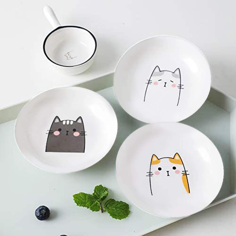 4-Piece Ceramic Cat-Shaped Condiment Dishes for Appetizers, Sauces & Seasonings - Perfect for Dinner Parties, Sushi, and Small Bites Serving