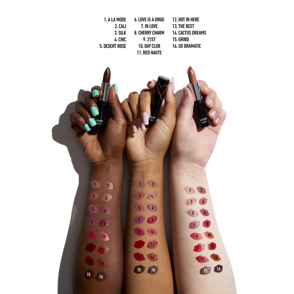 NYX Professional Makeup Shout Loud Satin Lipstick - Shea Butter Infused, Long-Lasting Plum Brown Lip Color for Dramatic Look | Perfect for Night Out, Parties & Special Occasions