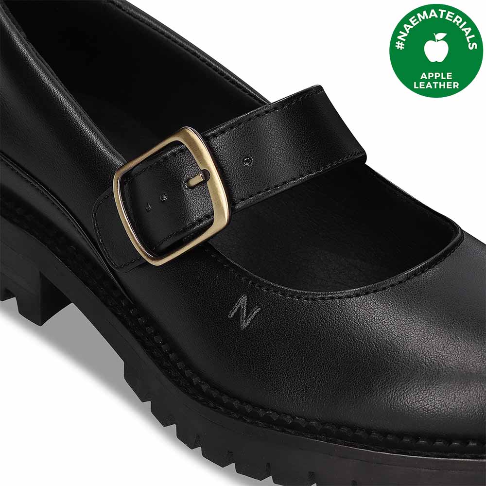 Emisa Women's Vegan Apple Leather Mary Jane Shoes - Black | Comfortable & Stylish Vegan Flats for Work, Casual & Everyday Wear