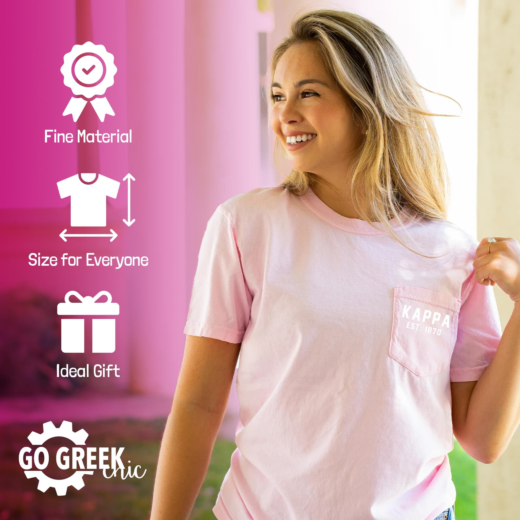 Delta Zeta Sorority Comfort Colors Pocket T-Shirt with Greek Letters - Soft & Stylish for Sisterhood Events, Campus Wear & Casual Outfits
