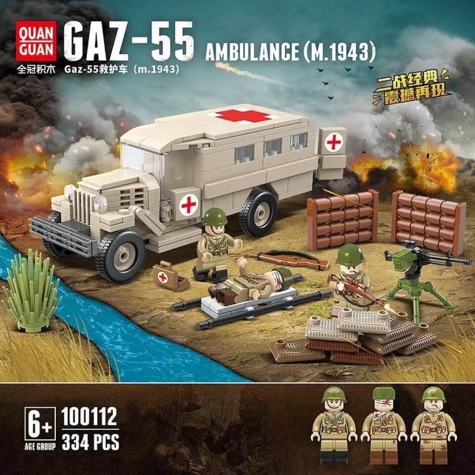 Original Title: QUANGUAN Military GAZ 55 Ambulance   Optimized Title: **QUANGUAN Military GAZ 55 Ambulance - Vintage Army Medical Vehicle for Collectors & Military Enthusiasts - Perfect for Reenactments, Displays & Movie Props**
