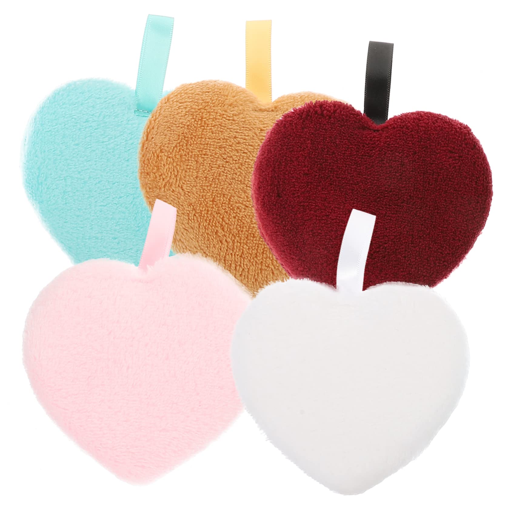 Minkissy 5pcs Heart Shaped Facial Cleansing Sponges - Reusable Makeup Remover Pads, Soft Washable Face Puffs for Gentle Exfoliation & Deep Cleansing | Perfect for Daily Skincare, Makeup Removal & Travel Beauty Essentials
